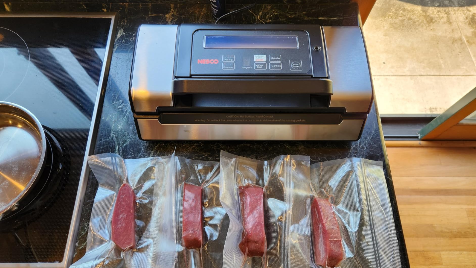Nesco Deluxe Food VS-12 Vacuum Sealer, 130 Watts, Kit Bags & Viewing Lid, Compact, Silver customer photo 2
