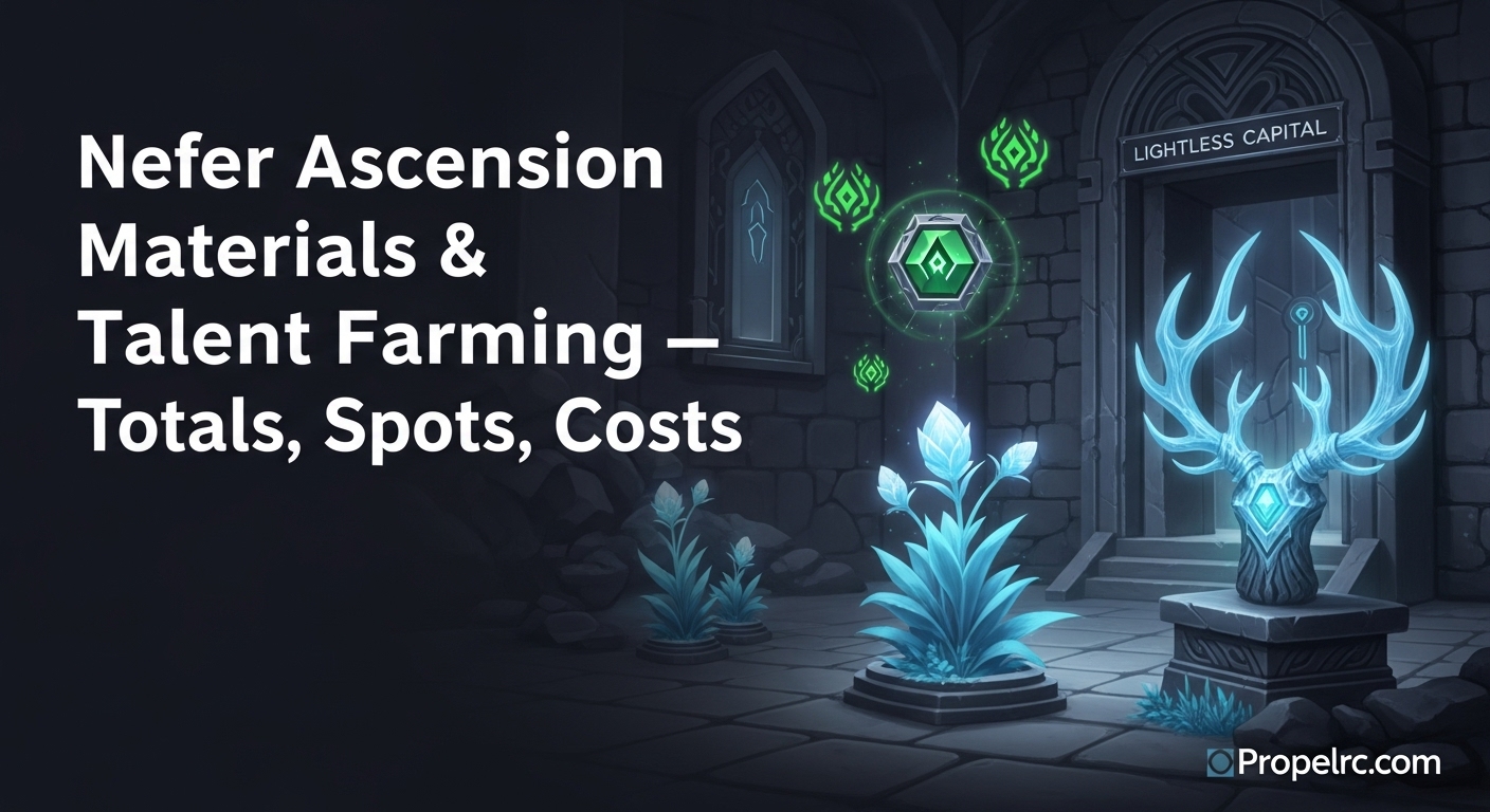 Nefer Ascension Materials List August 2026 Talent Costs