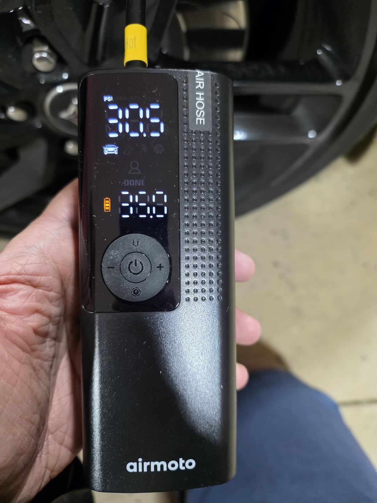 Airmoto Tire Inflator Portable Air Compressor for Cars, Bikes and Bicycles | Cordless Air Pump with Digital Pressure Gauge, Bright LED & Auto Shut-Off, Works on All Tires and Inflatables customer photo 1