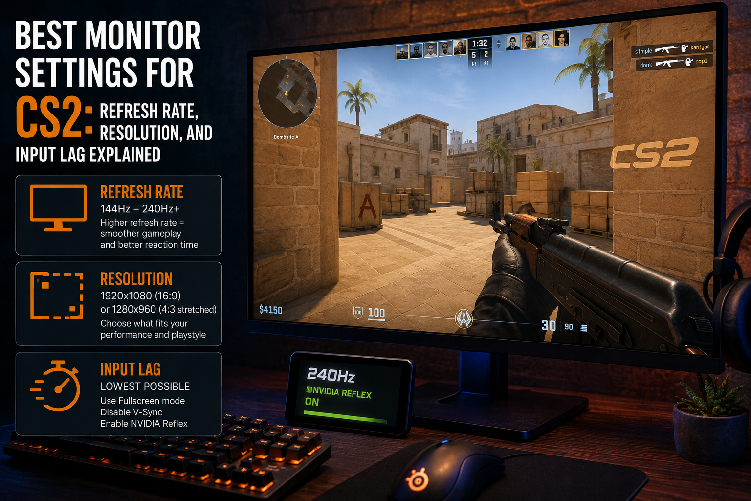 Best Monitor Settings for CS2: Refresh Rate, Resolution, and Input Lag Explained