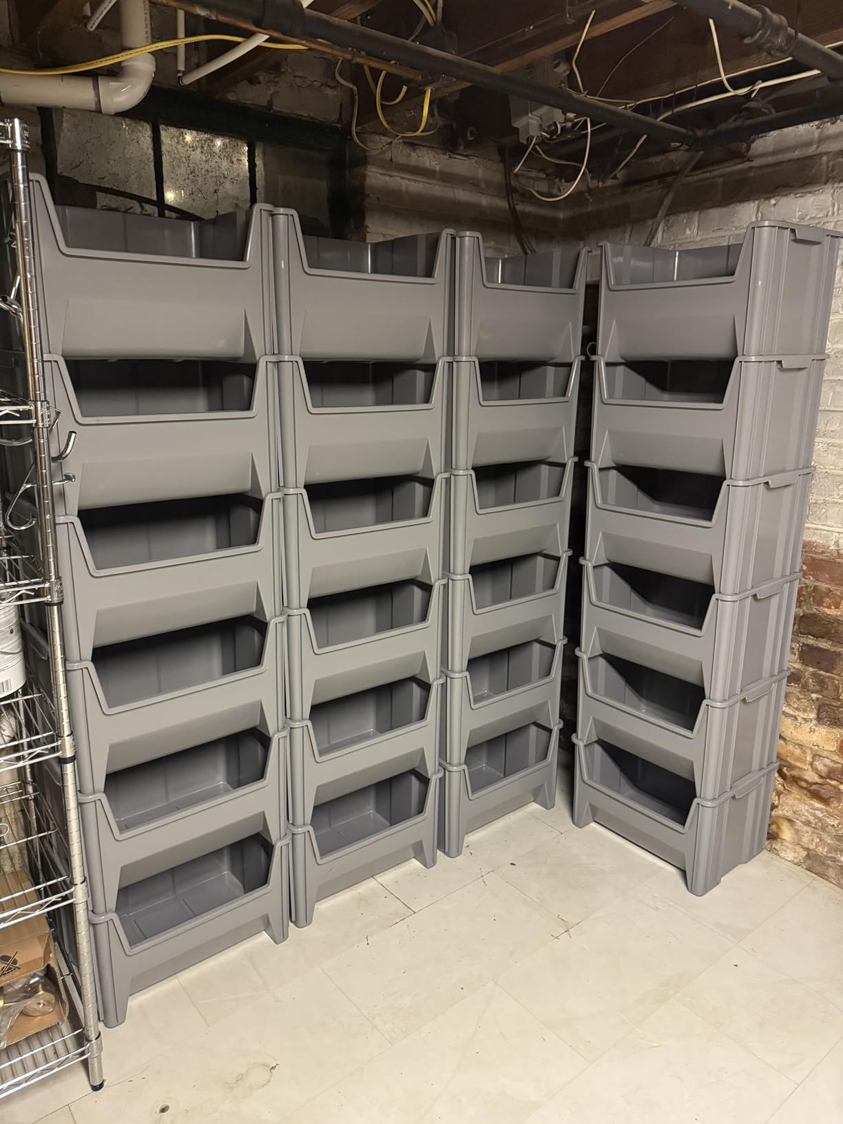Akro-Mils 13017 Stak-N-Store Stackable Storage Bins, Heavy Duty Garage Storage Containers, Open Front Plastic Organizer for Tools, Shelves, Closet Organizer, 15