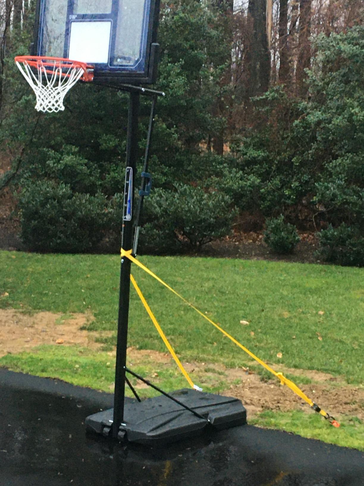 Lifetime 1529 Courtside Height Adjustable Portable Basketball System, 50 Inch Shatterproof Backboard, Black/Red/Blue, Standard customer photo 2