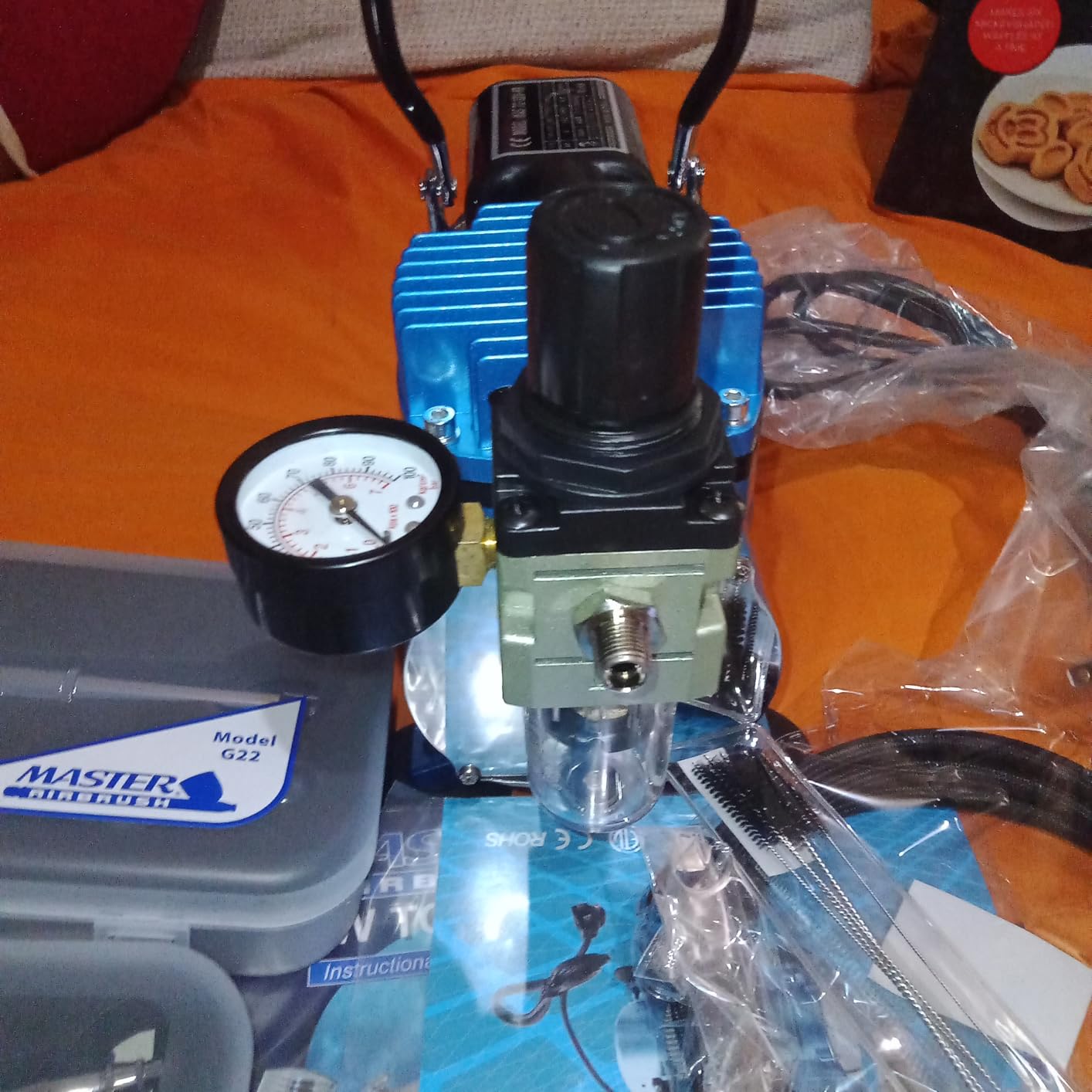 Master Airbrush Cool Runner II Airbrush Kit with Dual Fan Air Compressor, 3 Airbrushes, Cleaning Brushes, Holder, Color Mixing Wheel & How-To Air Brush Manual, Gravity & Siphon Feed customer photo 2