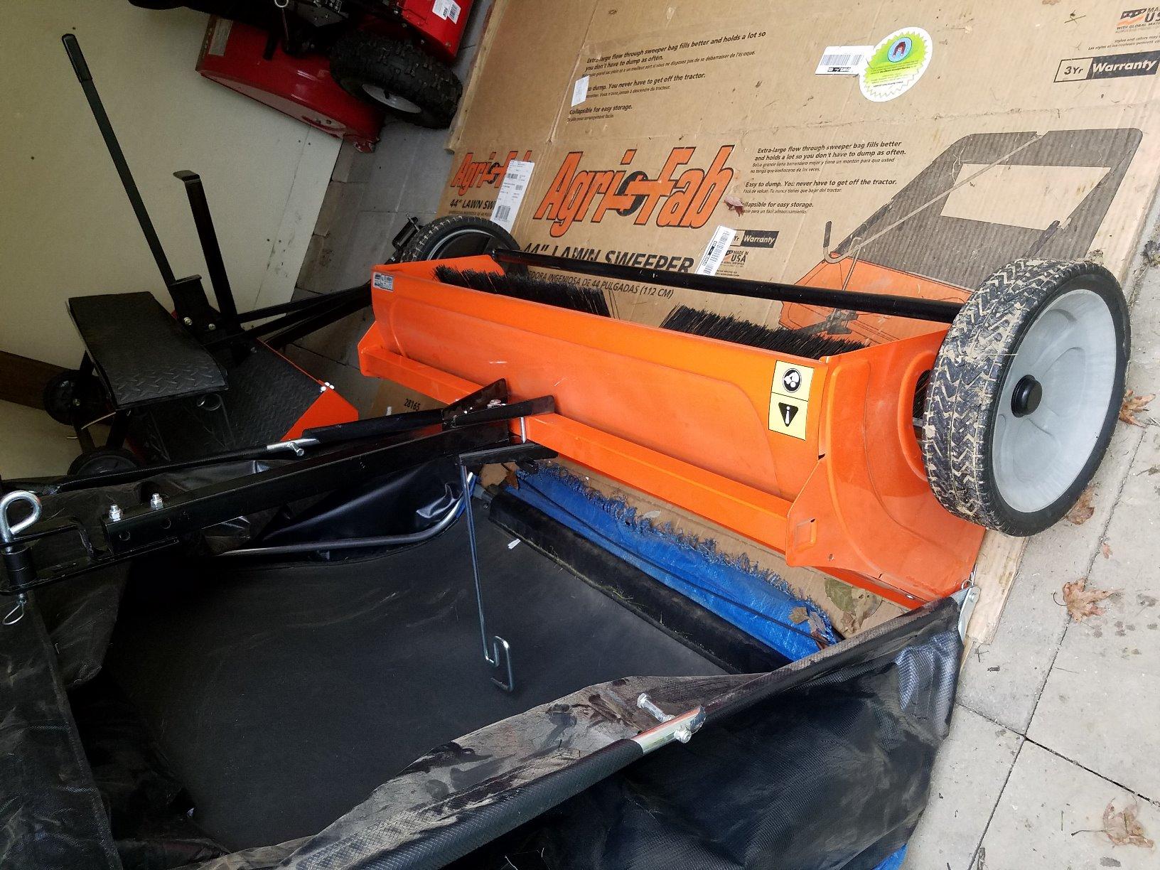 Agri-Fab 44 In Tow-Behind Lawn Sweeper with 28 Cu Ft Flow-Through Hopper Bag, Adjustable Brush Height, and Dump From Seat Handle customer photo 1