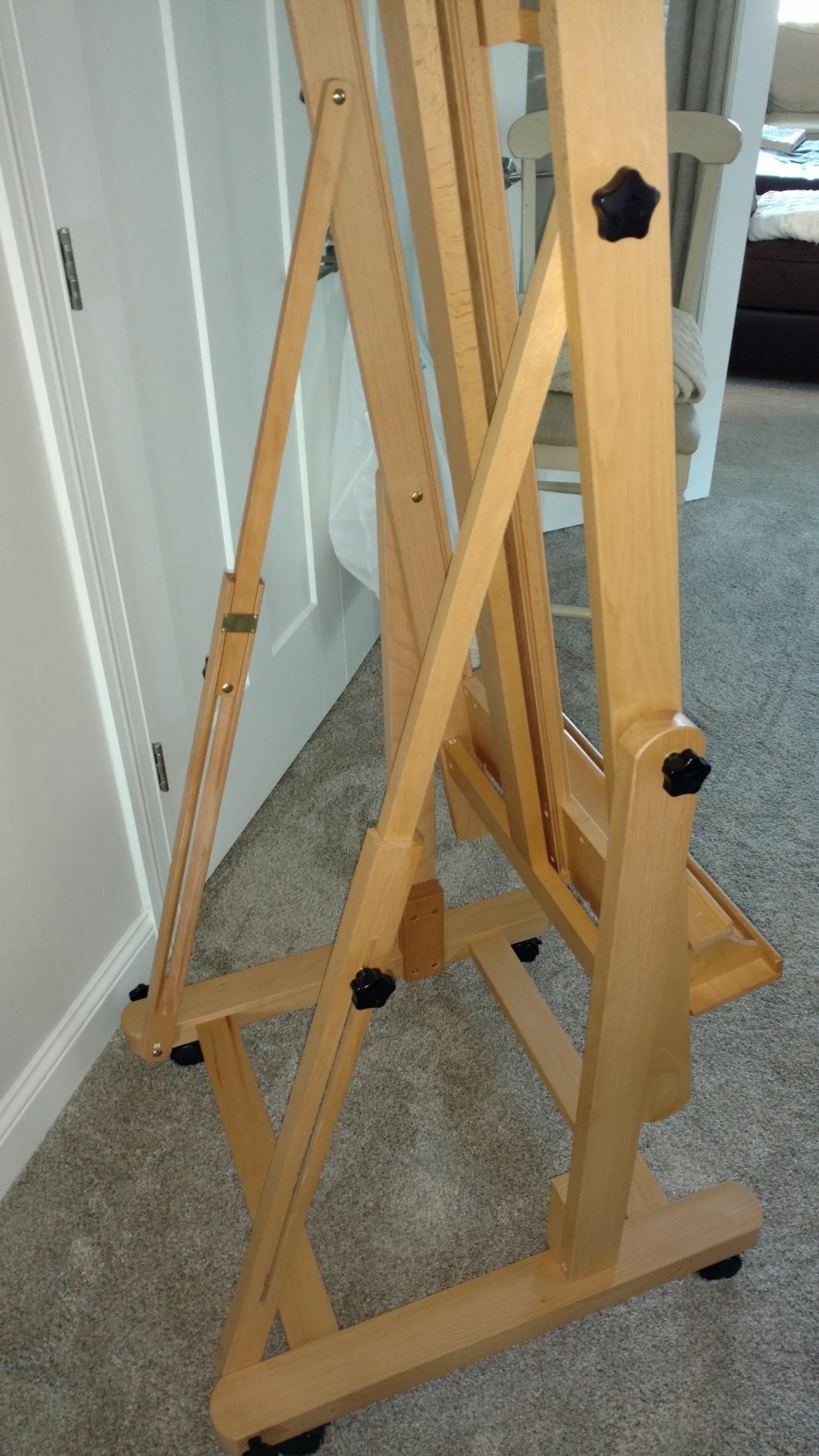 U.S. Art Supply Heavy Duty Extra Large Adjustable Wood H-Frame Easel - Sturdy Wooden Stand, Locking Caster Wheels - Studio Artist Easel for Painting, Canvas Holder Display, Sturdy Beechwood customer photo 1