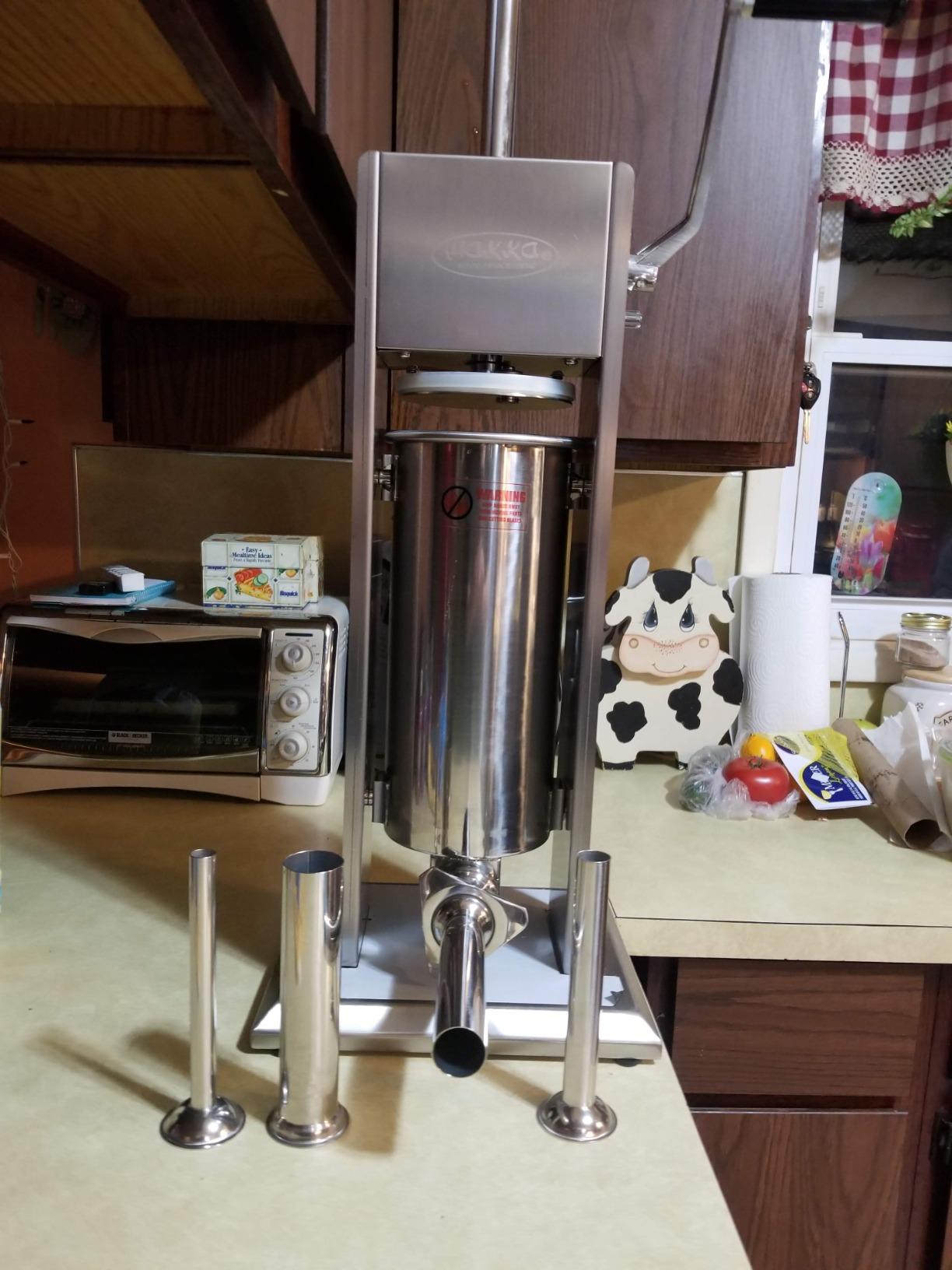 Hakka 15 Lb/7 L Sausage Stuffer 2 Speed Stainless Steel Vertical Sausage Maker customer photo 2