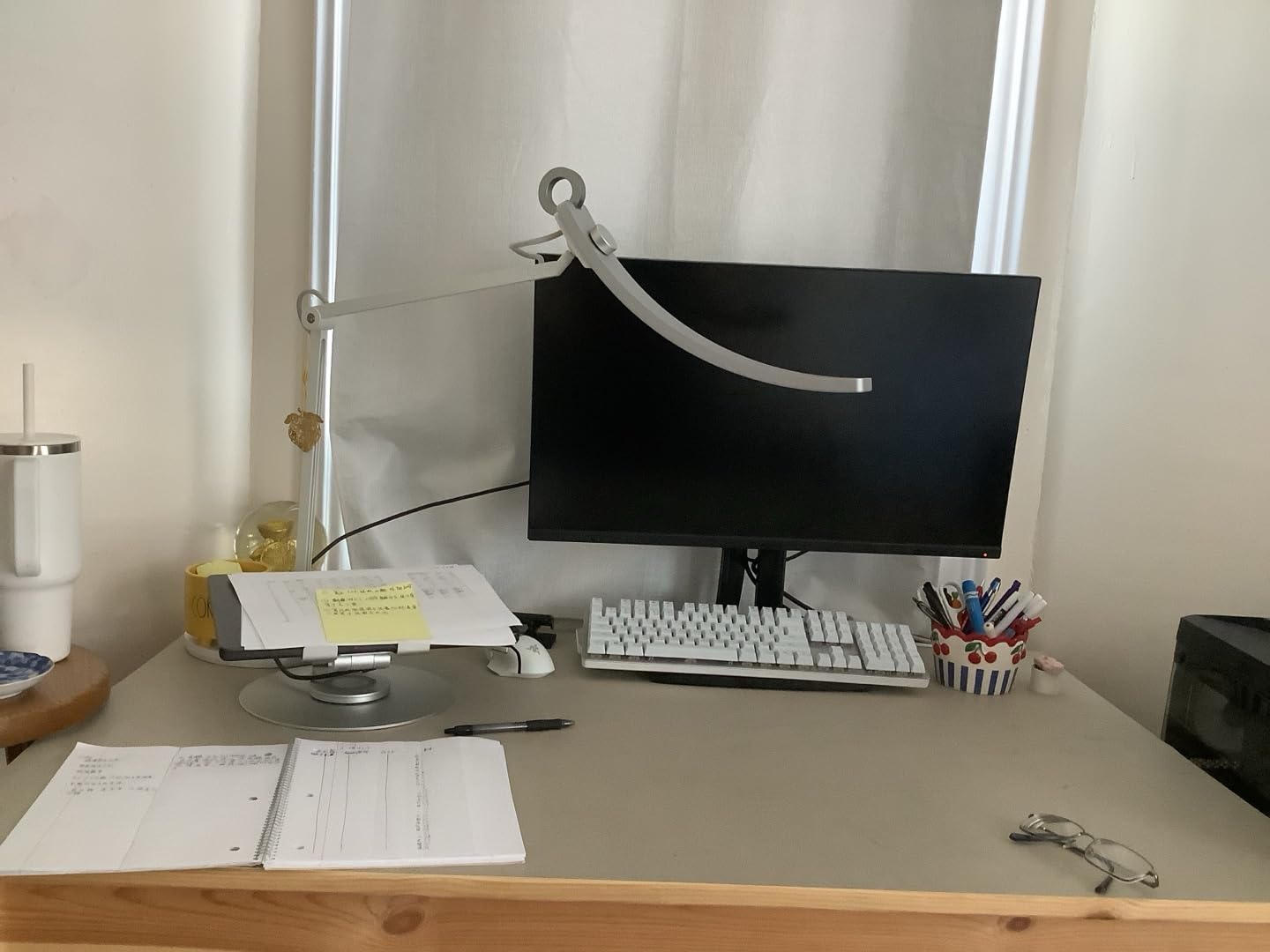 BenQ e-Reading Desk Lamp - Ultrawide and Bright Lighting, Dimmable, Dual Smart Mode, Adjustable Arm, Auto-dimming, High CRI, Eye-Caring Lamp for Home Office, Reading, Study, Craft, Matte Silver customer photo 1