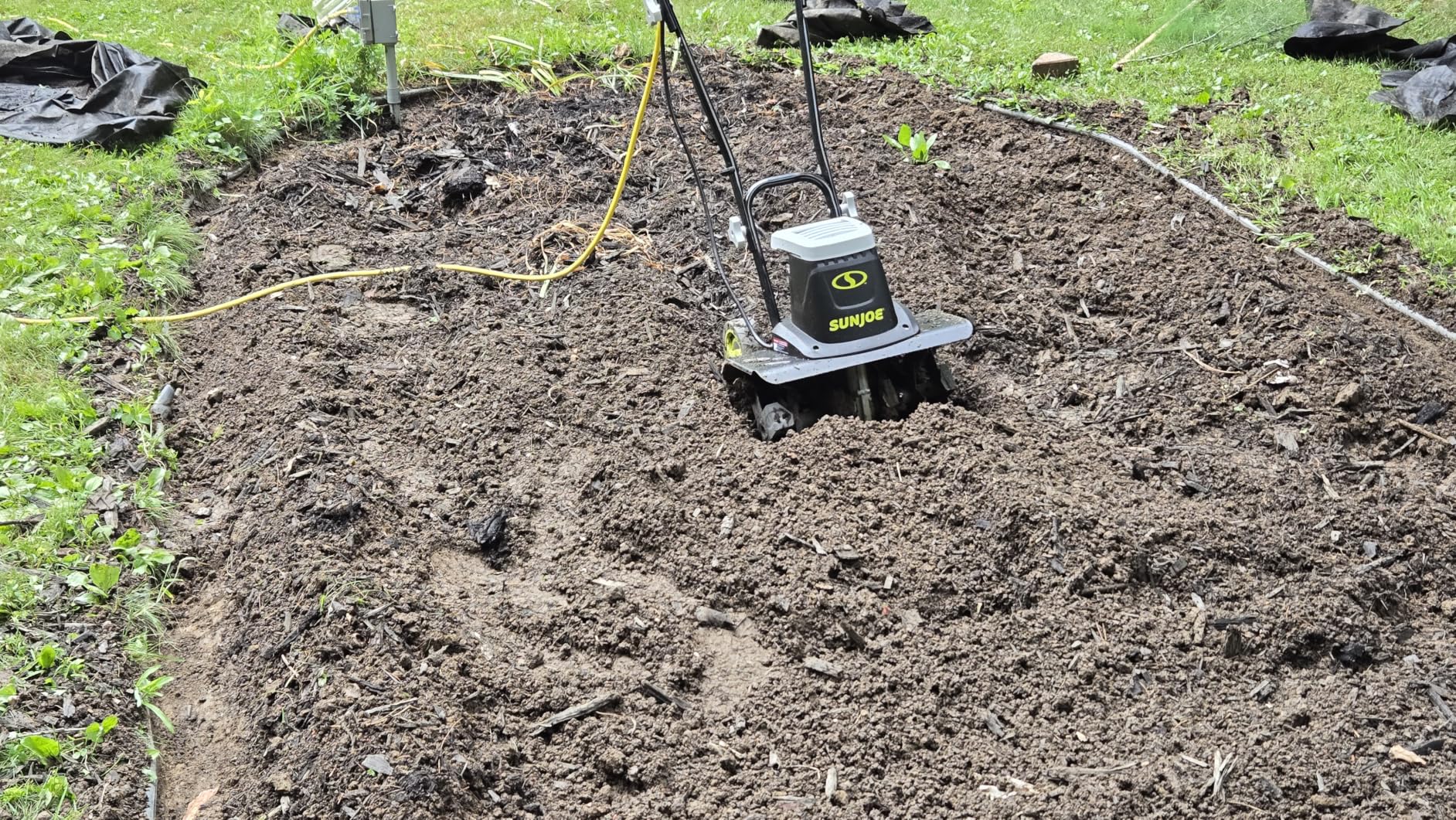 Sun Joe Corded Electric Garden Tiller & Cultivator with Steel Tines, 16