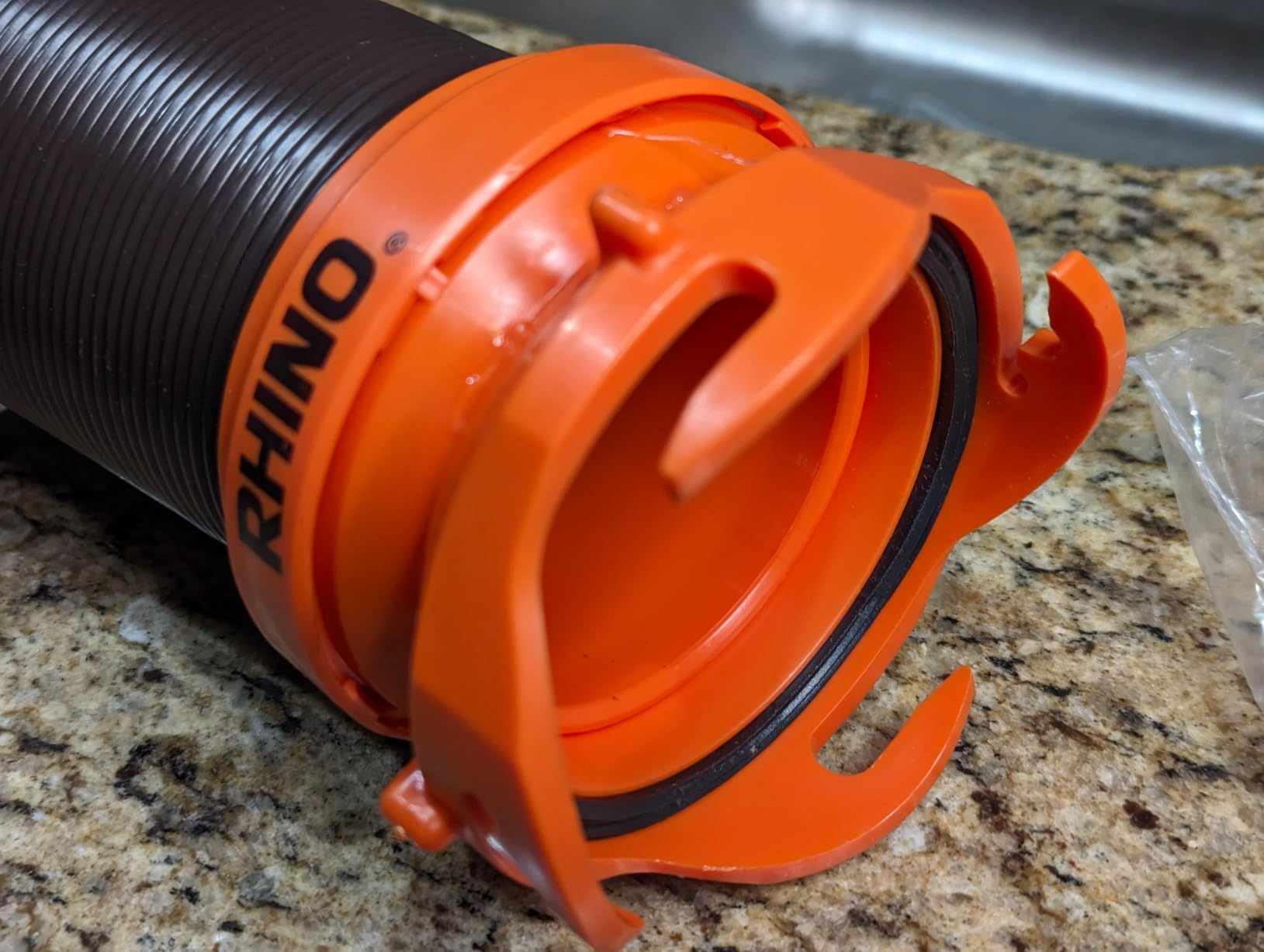 Camco RhinoFLEX 15-Ft Complete RV Sewer Hose Kit - Made in the USA | Includes Clear Elbow w/ Sewer Adapter, 15ft Sewer Hose, & 360 Swivel Fittings - Fits in Standard 4