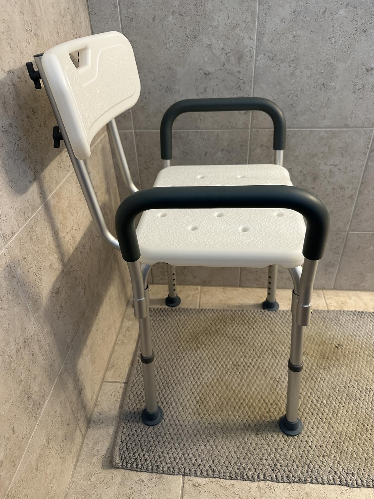 Medline Shower Chair Seat with Padded Armrests and Back | Heavy Duty Shower Chair for Bathtub | Slip Resistant Shower Seat with Adjustable Height | Shower Chair for Inside Shower with 350 lb Capacity customer photo 2