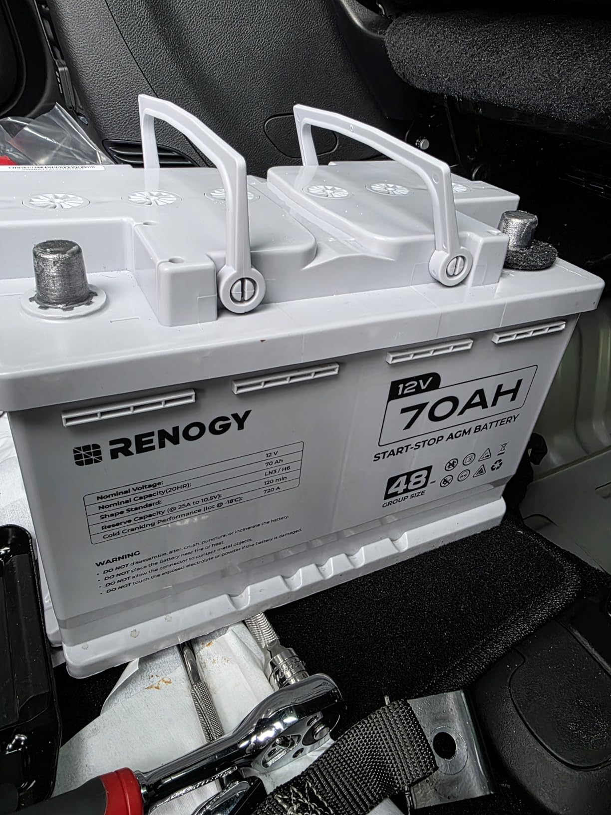 Renogy Deep Cycle AGM Battery 12 Volt 200Ah, 3% Self-Discharge Rate, 2000A Max Discharge Current, Safe Charge Most Home Appliances for RV, Camping, Cabin, Marine and Off-Grid System, Maintenance-Free customer photo 1