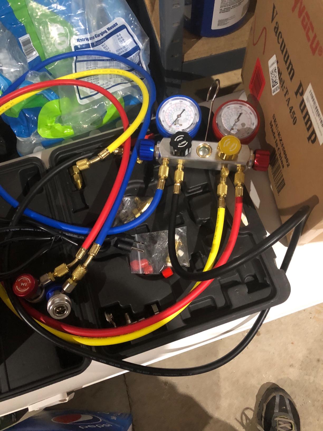 OMT 4 Way Automotive AC Diagnostic Manifold Gauge Set for R134a R410a R22 customer photo 2
