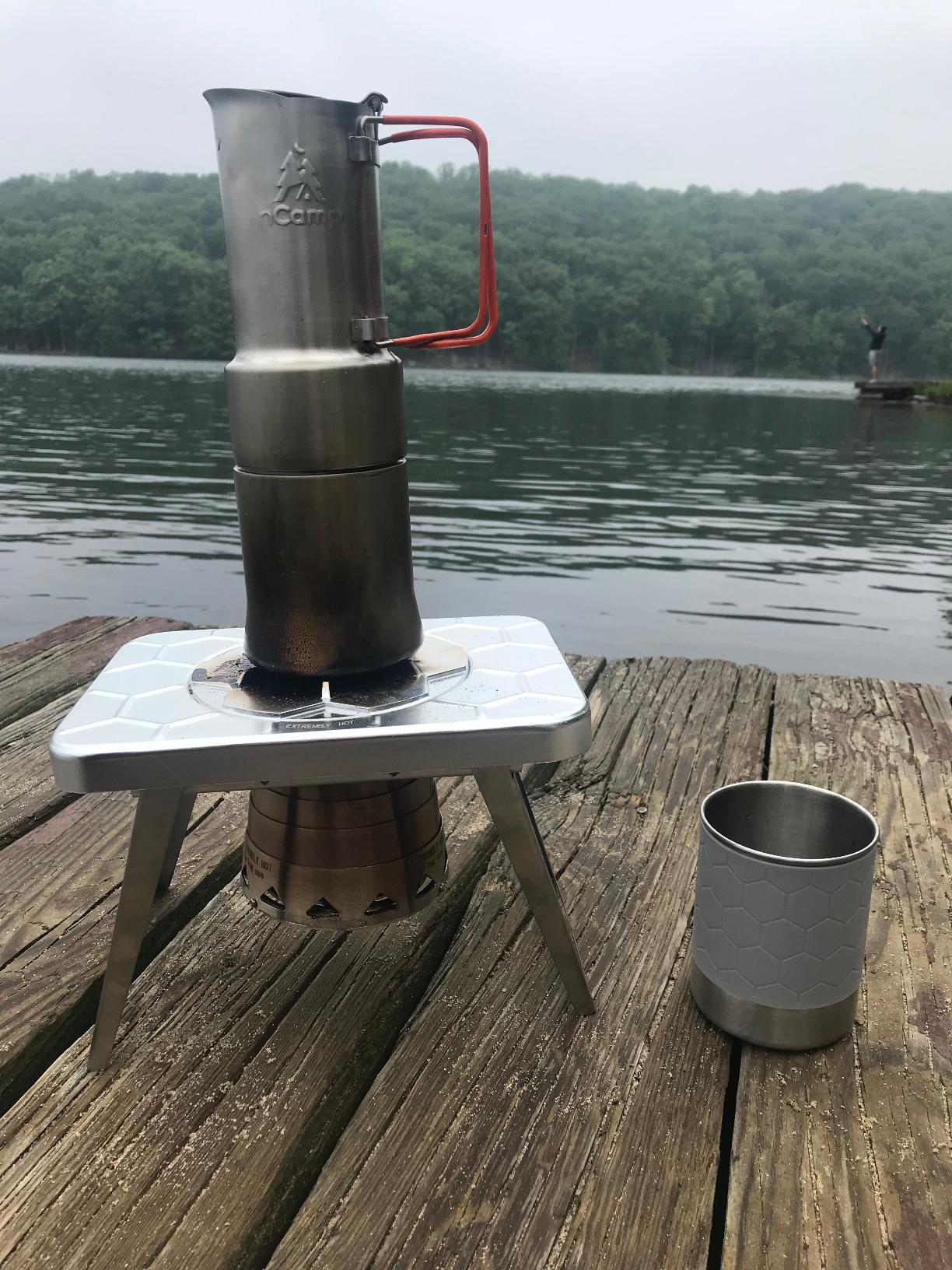 nCamp - Cafe Portable Coffee Maker, Portable Espresso Machine, Compact Camping Coffee Maker, Stainless Steel Travel Coffee Maker with Camping Coffee Cup, Reusable, 12 oz customer photo 2