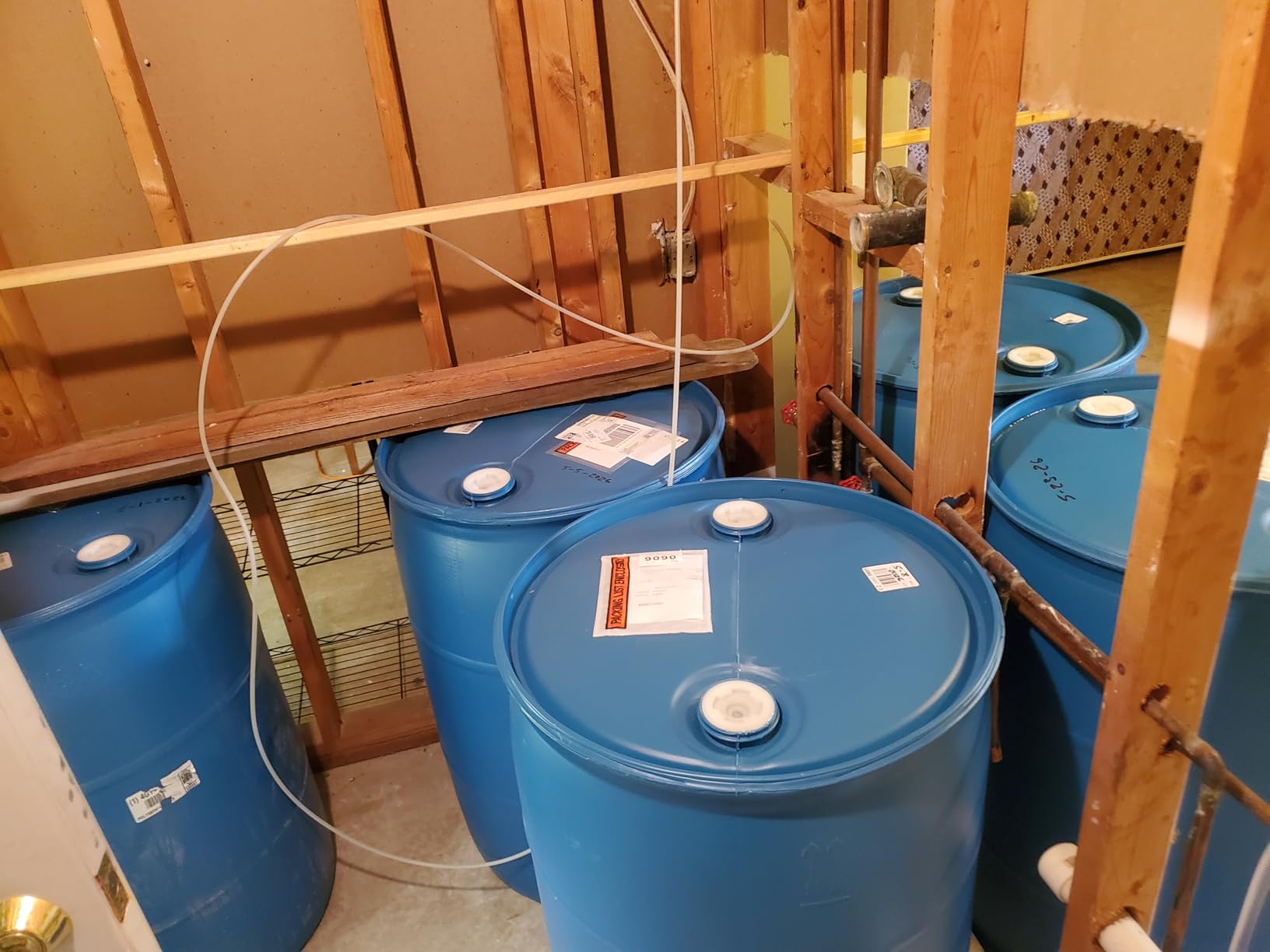 55 Gallon Blue Water Barrel | Solid Mold | 2 Inch Bung Holes, Good for Long Term Drinking Water Use | BPA Free customer photo 1