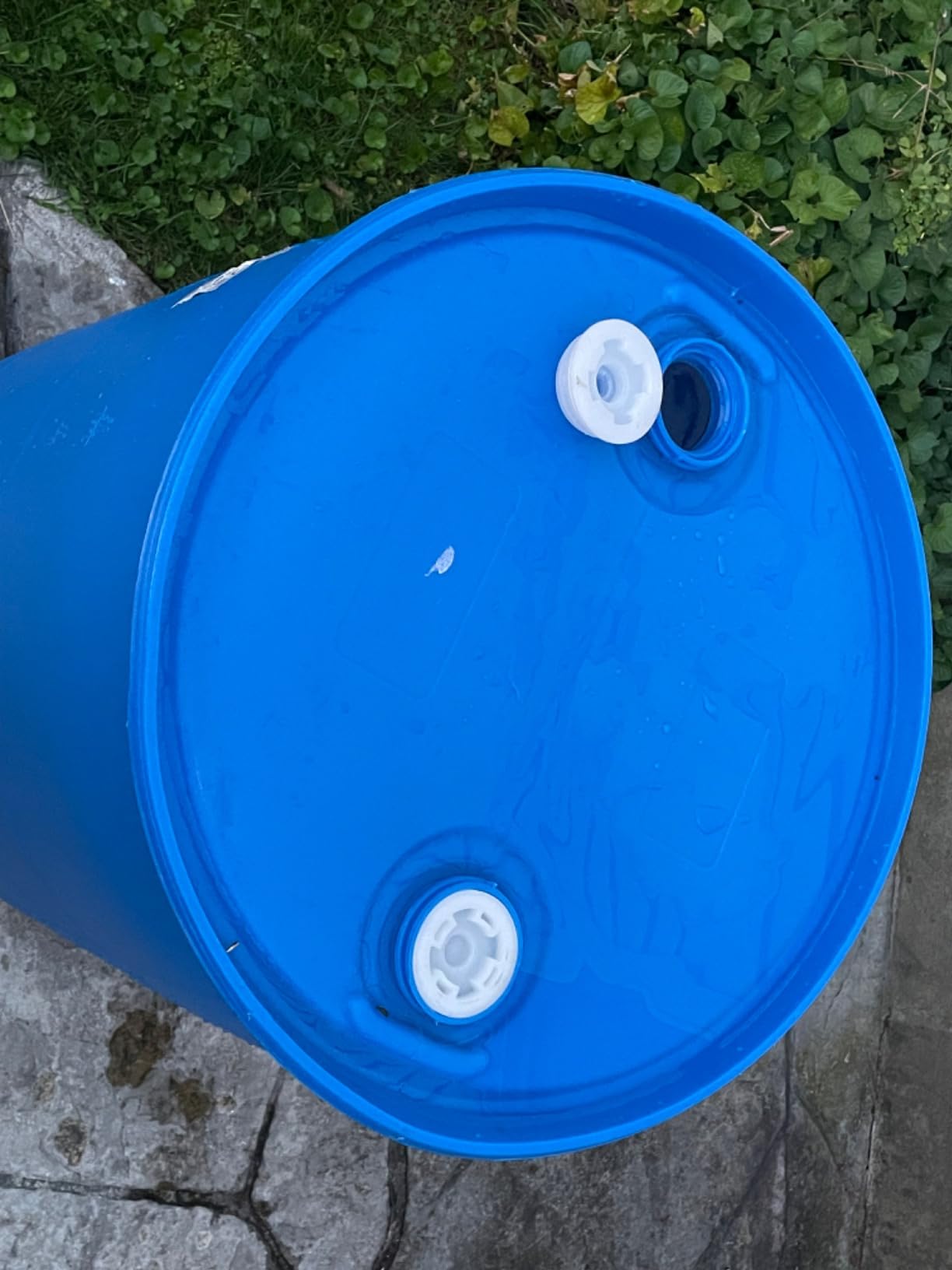 55 Gallon Blue Water Barrel | Solid Mold | 2 Inch Bung Holes, Good for Long Term Drinking Water Use | BPA Free customer photo 2