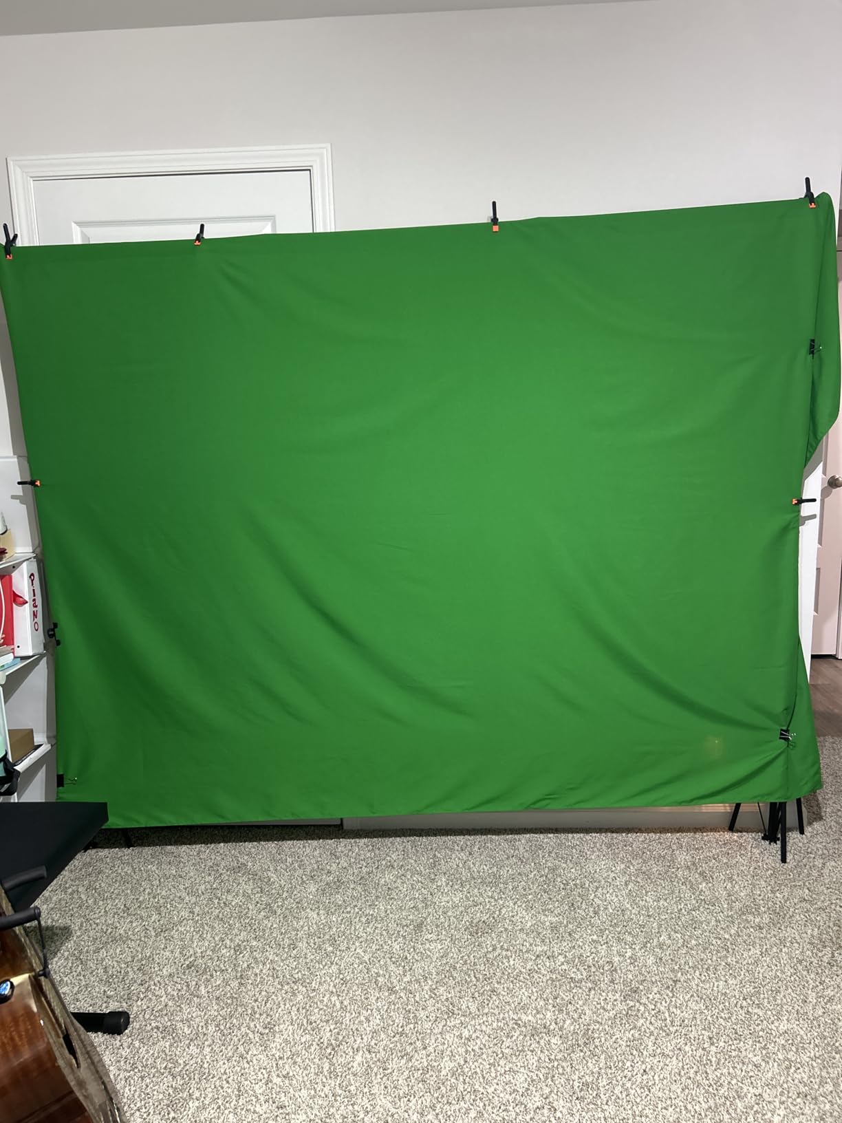 EMART Green Screen Backdrop, 6 x 9 Ft Photography Greenscreen Background Sheet Fabric Kit for YouTube Video Streaming Zoom, Small Photo Chromakey Polyester Cloth Curtain with 4 Clip customer photo 2