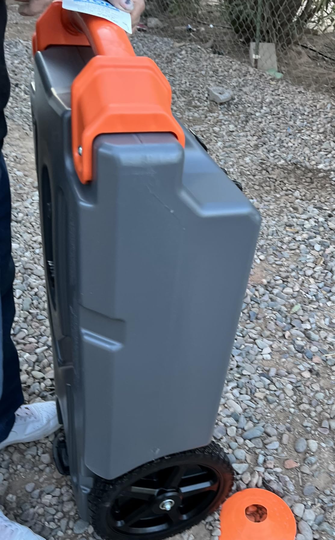Camco Rhino 36-Gallon RV Tote Tank - Features Large Heavy-Duty No-Flat Wheels & Built-in Gate Valve - Removable Steel Tow Adapter, 3' Sewer Hose & More RV Accessories (39006) customer photo 1
