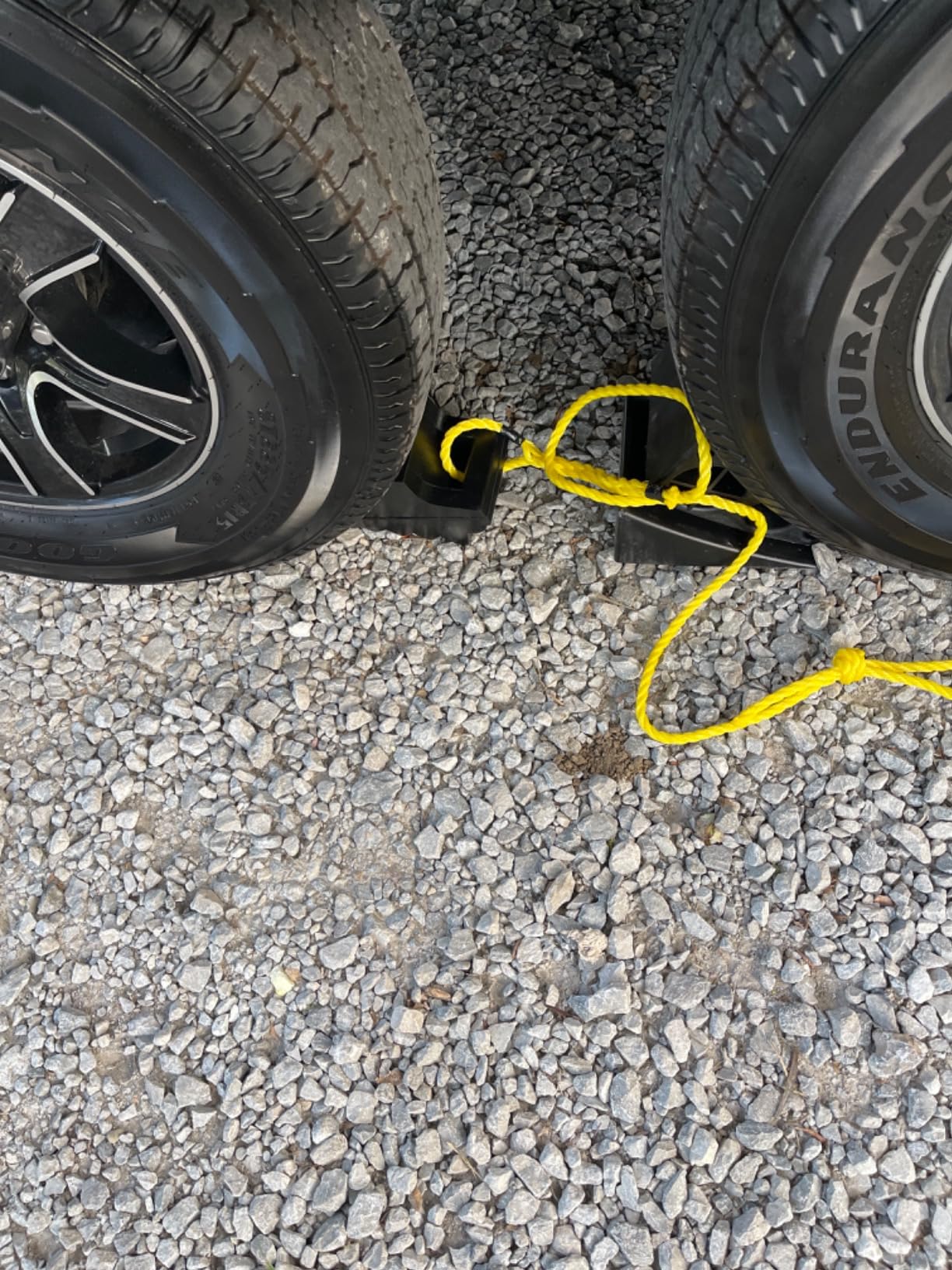 AFA Tooling 4T Rubber Wheel Chocks, 4 Pack, Two Pairs, Handles & Grip Tread | Four pieces cover separate parking spots without repositioning customer photo 2