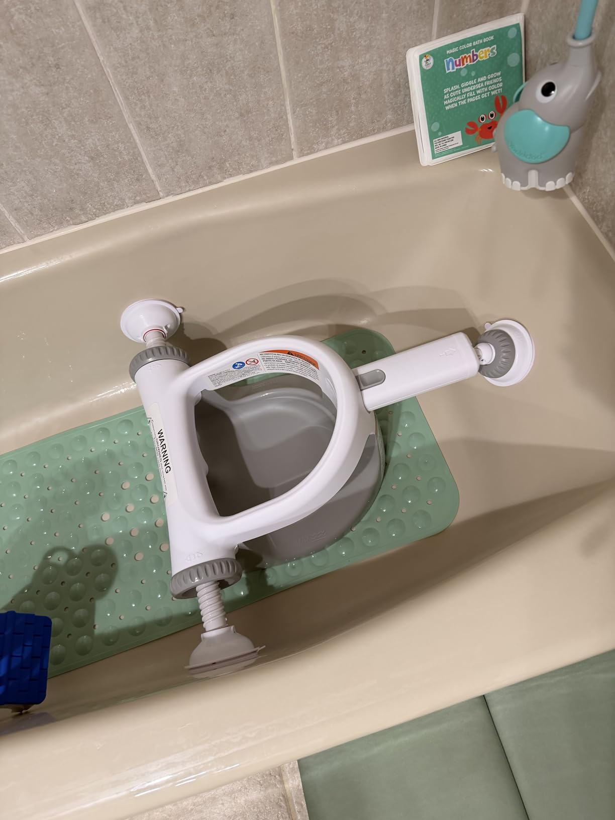 Ingenuity My Bath Seat for Sit-Up Baby Bathing, Sure & Secure Suction Cups, ASTM Safety Tested & Approved, Backrest for Assisted Sitting, Easy Setup & Storage, Gray customer photo 1