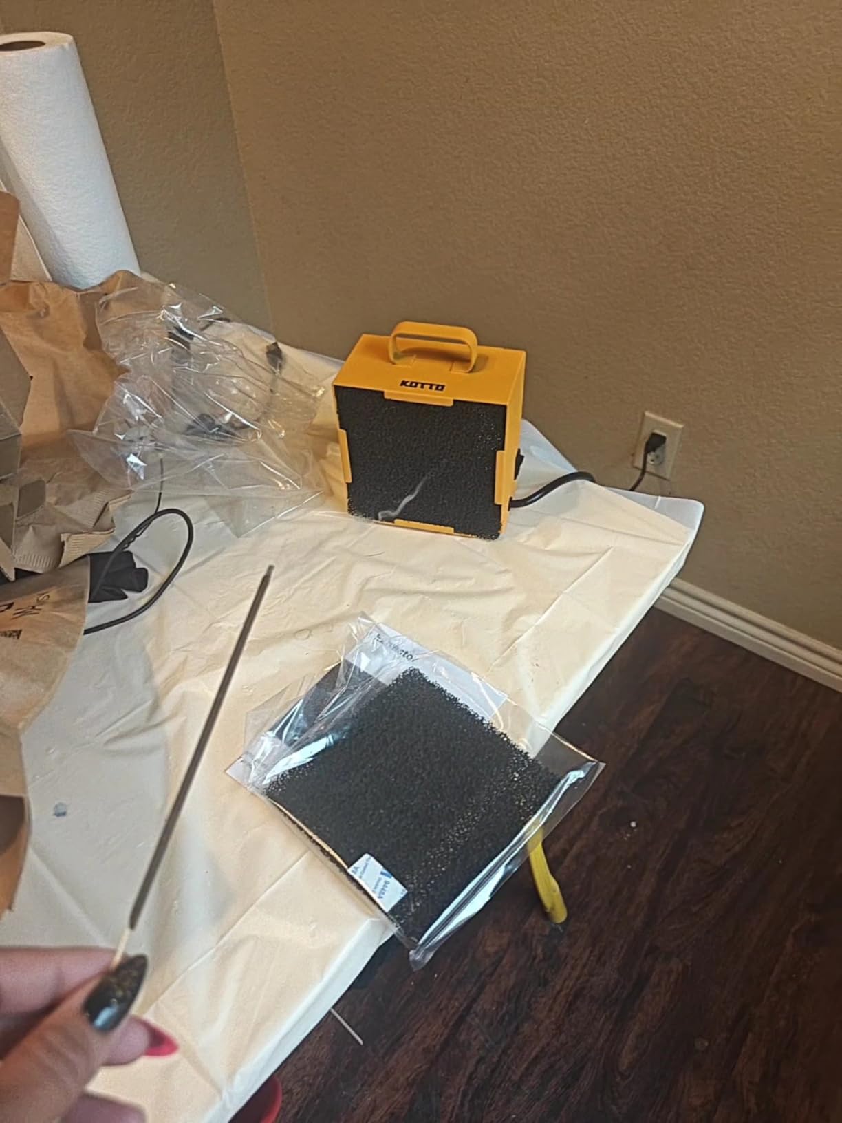 KOTTO Solder Smoke Absorber Remover Fume Extractor Smoke Prevention Absorber DIY Working Fan for Soldering Station (Yellow) customer photo 1