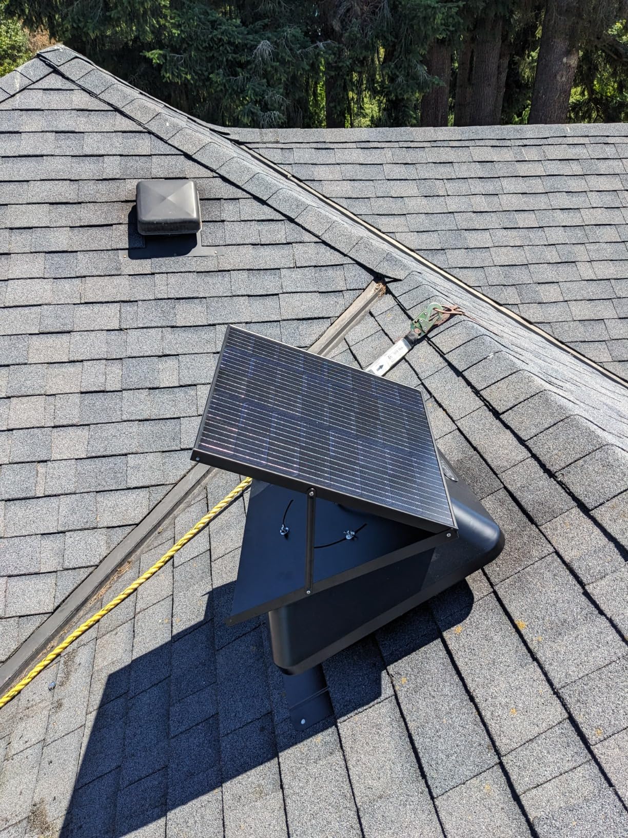 QuietCool AFR SLR-40 Roof Mount Solar Attic Fan - 40 Watt Adjustable Panel - Included AC/DC Inverter for 24/7 Runtime - Thermostat Controlled customer photo 2