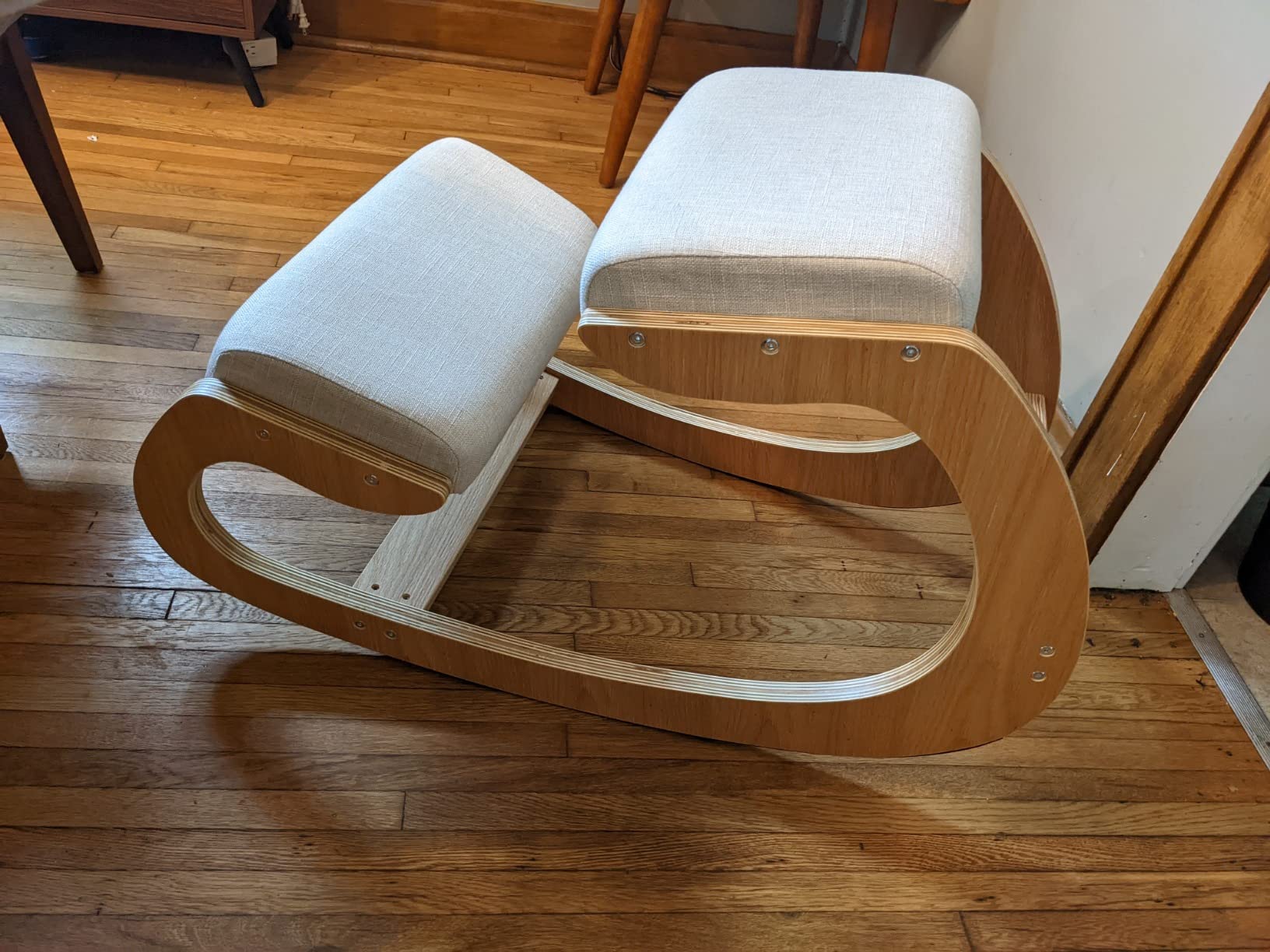 Predawn Adjustable Ergonomic Kneeling Chair - Custom Height Rocking Posture Stool with Thick Cushions, Solid Wood Frame, Knee Support Seat for Adults, Office or Meditation Use (White Oak) customer photo 2