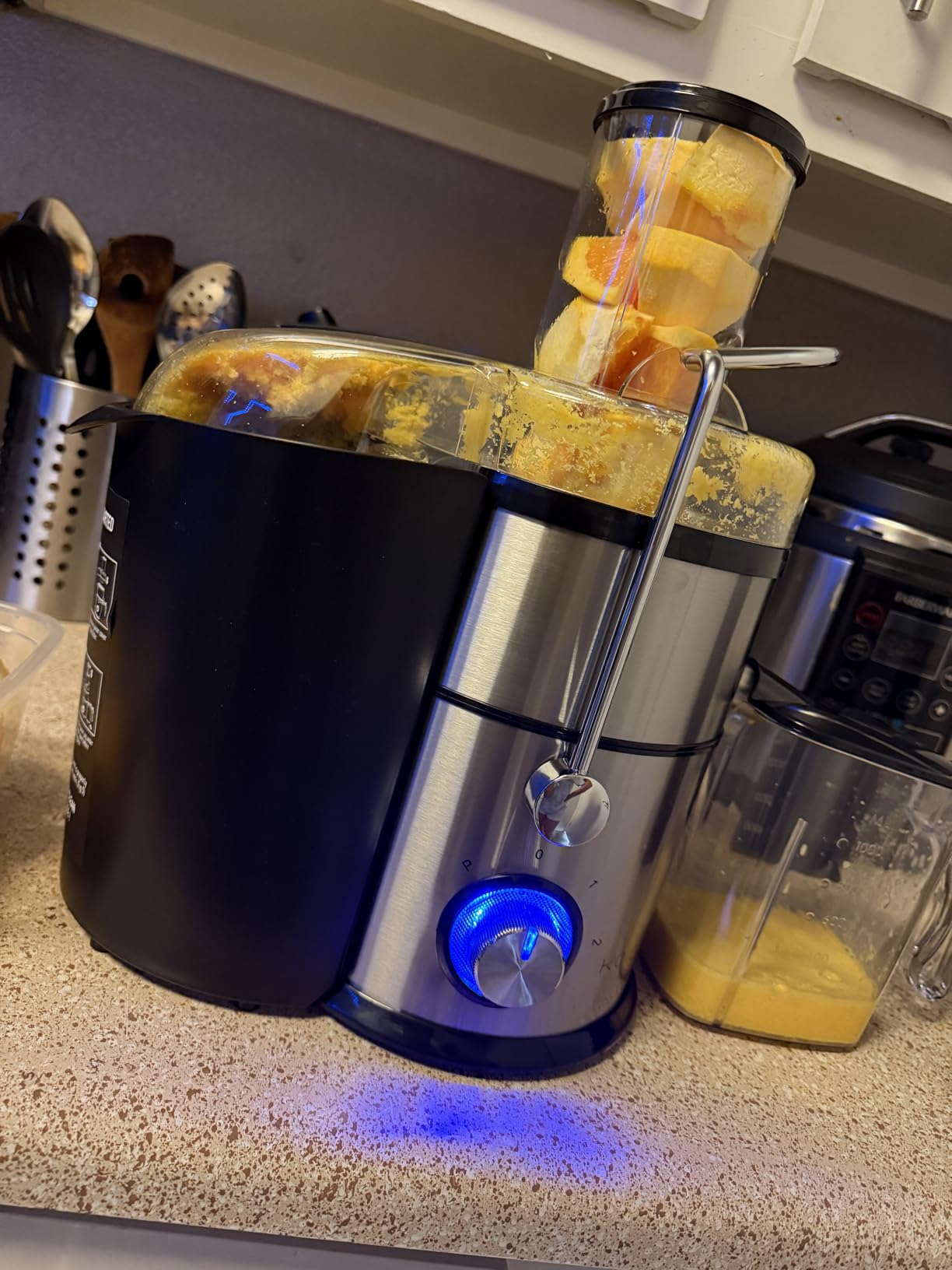 KOIOS 1300W Centrifugal Juicer Machines, High Juice Yield Juice Extractor with 3 inch Wide Feed Chute, Full Copper Motor & Titanium-Plated Filter, Easy Clean, 3 Speeds, BPA Free, Stainless Steel customer photo 2