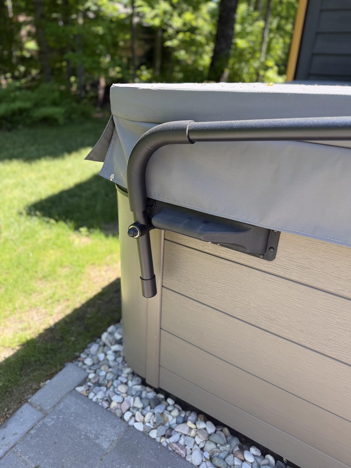 Spa Cover Lifts - Pivot Top Mount Spa & Hot Tub Cover Lift Removal System Reinforced Brackets with 3 Hook Towel Rack Fits Most Spas & Hot Tubs customer photo 1
