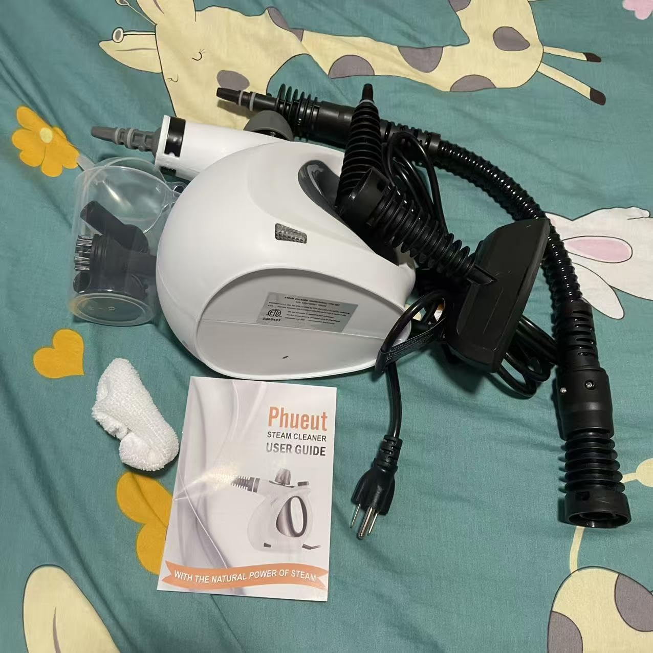 Phueut Pressurized Handheld Multi-Surface Natural Steam Cleaner with 12 pcs Accessories, Multi-Purpose Steamer for Home Use, Steamer for Cleaning Floor, Upholstery, Grout and Car (Grey) customer photo 1