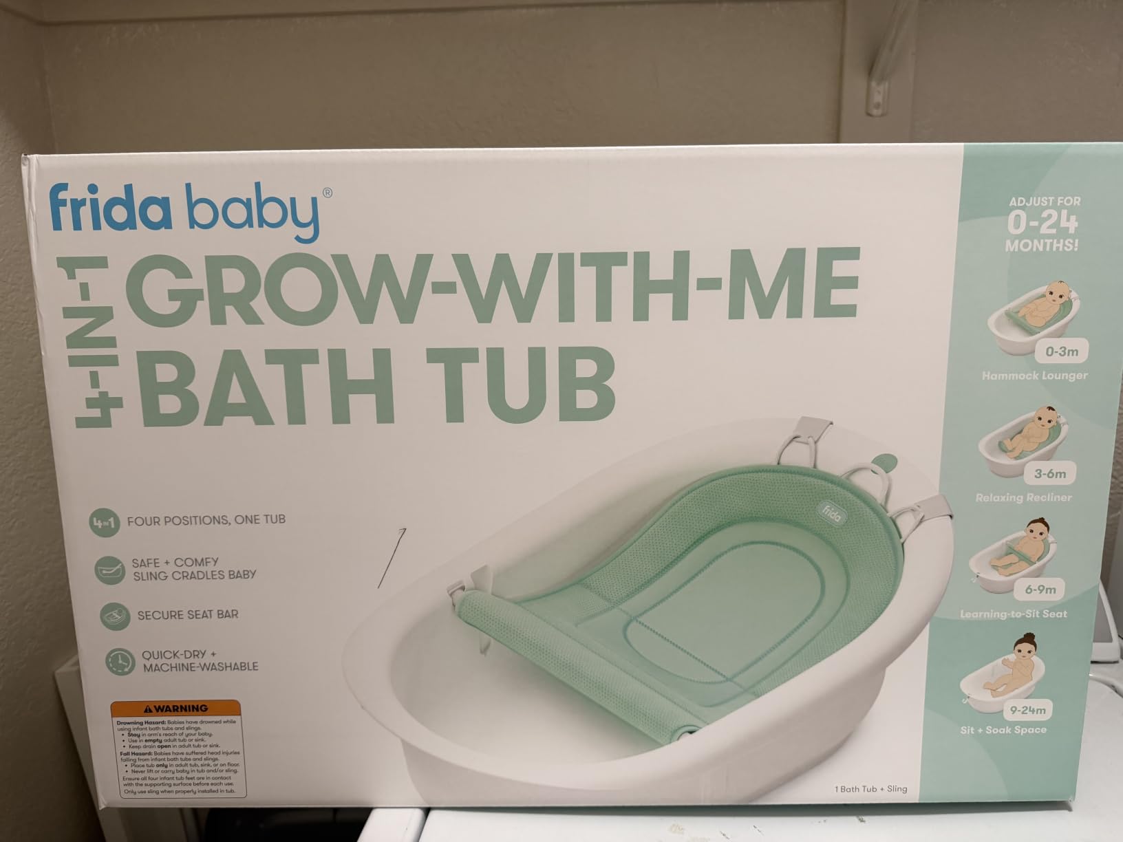 Frida Baby 4-in-1 Grow-with-Me Baby Bathtub, Baby Tub for Newborns to Toddler with Removable Bath Seat & Backrest for Bath Support in Tub customer photo 1
