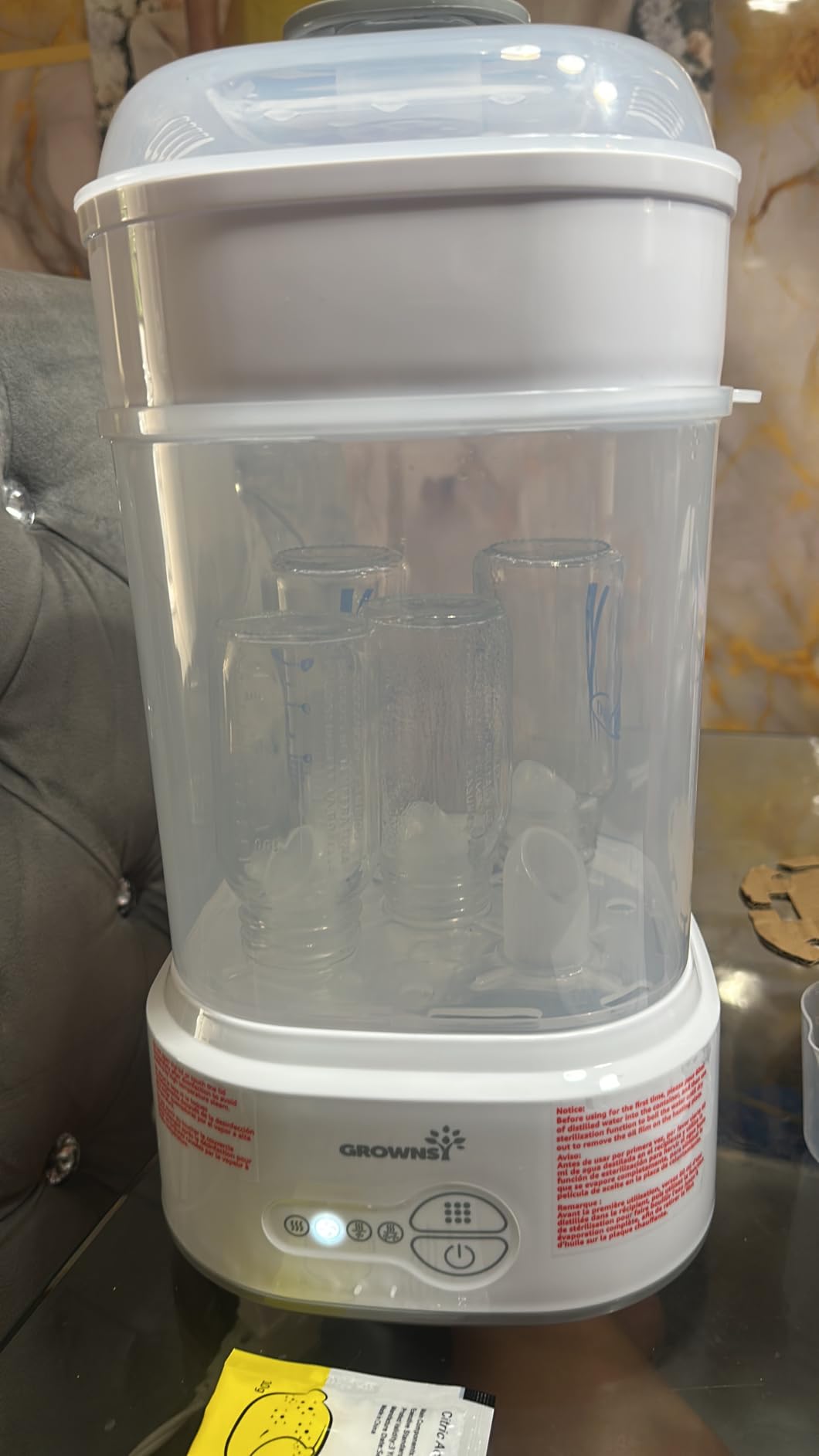 Grownsy Compact Baby Bottle Sterilizer and Dryer with Fast Sanitization | Holds 5 Bottles & Pump Parts, 3 Modular Modes customer photo 1