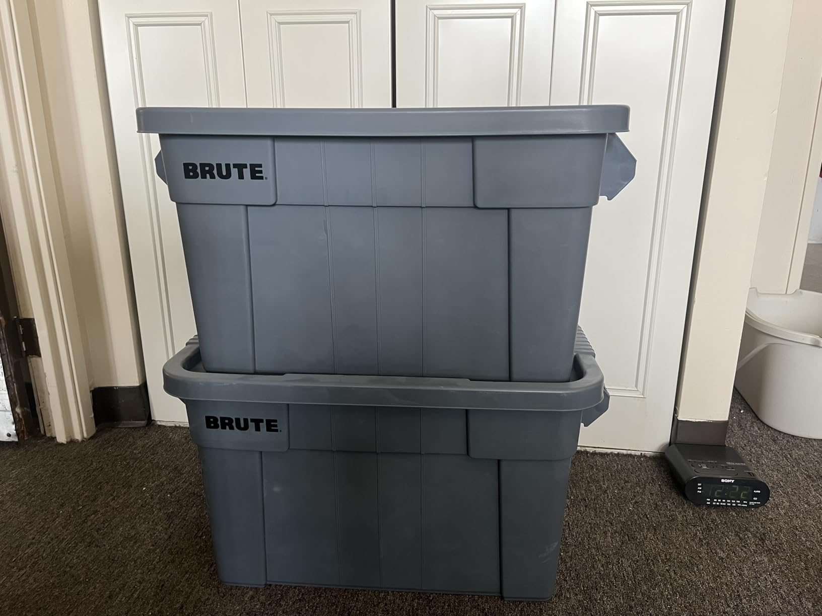 Rubbermaid Commercial Products Brute Tote Storage Container with Lids-Included 20-Gallon Gray Rugged/Reusable Boxes for Moving/Storing in Garage/Basement/Attic/Jobsite/Truck/Camping 2 Pack customer photo 1