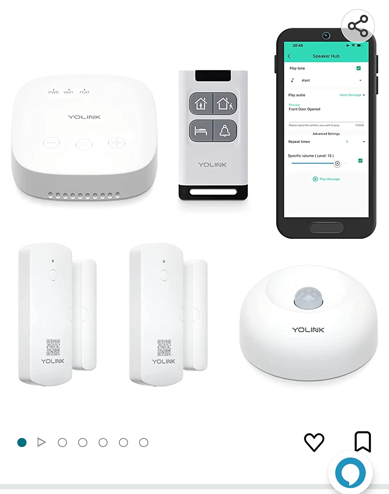 YoLink Home Security System, Wireless Smart DIY Alarm System, with App/Email/Limited SMS Alert, 5 Pieces-Kit (Speaker Hub, Door Window Sensor, Motion Sensor, AlarmFob), 2.4GHz Wi-Fi Required customer photo 1