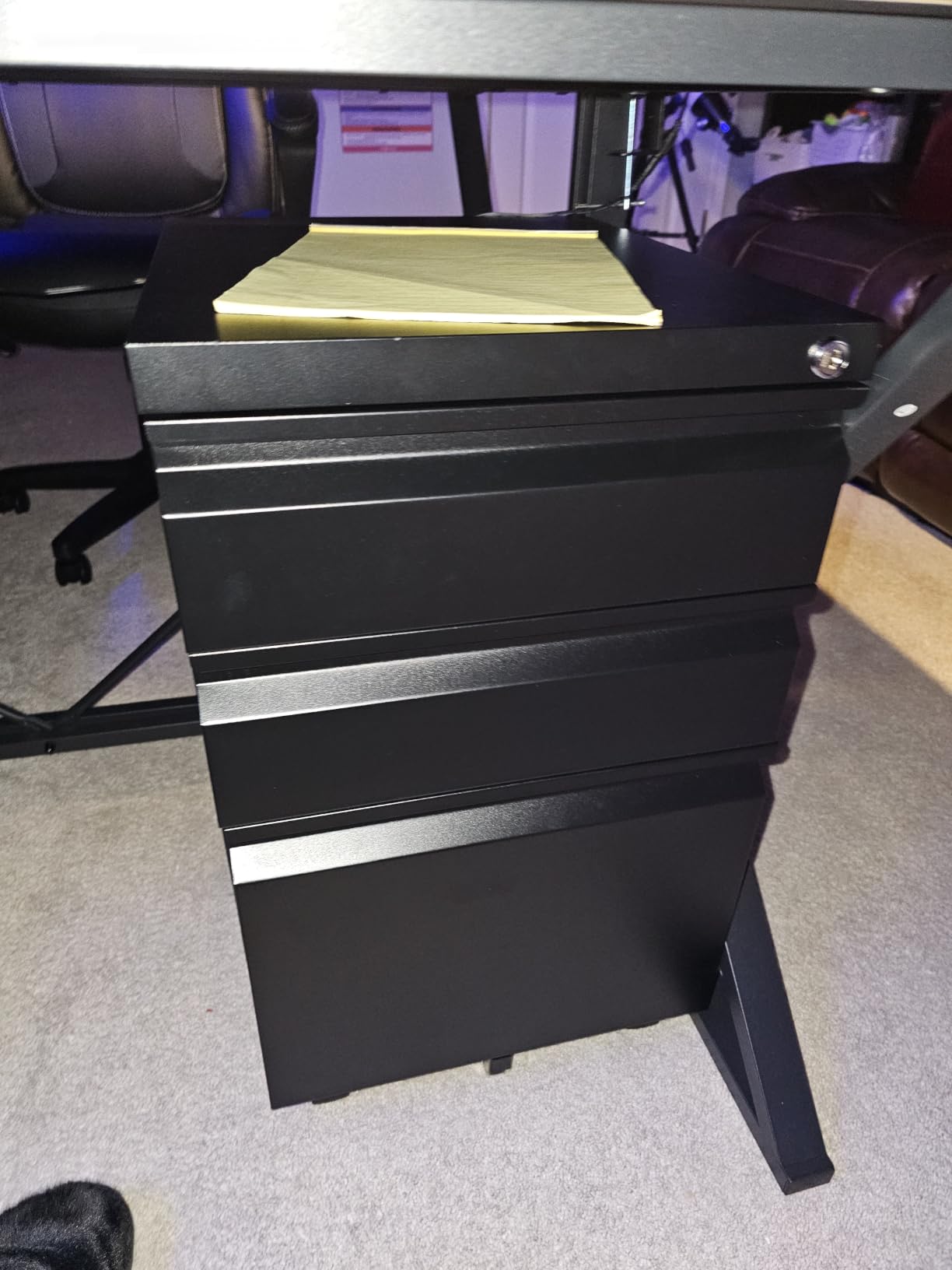 3 Drawer Mobile File Cabinet with Lock, Under Desk Metal Filing Cabinets for Home Office Organizer Letters/Legal/A4 (Fully Assembled-Black) customer photo 2