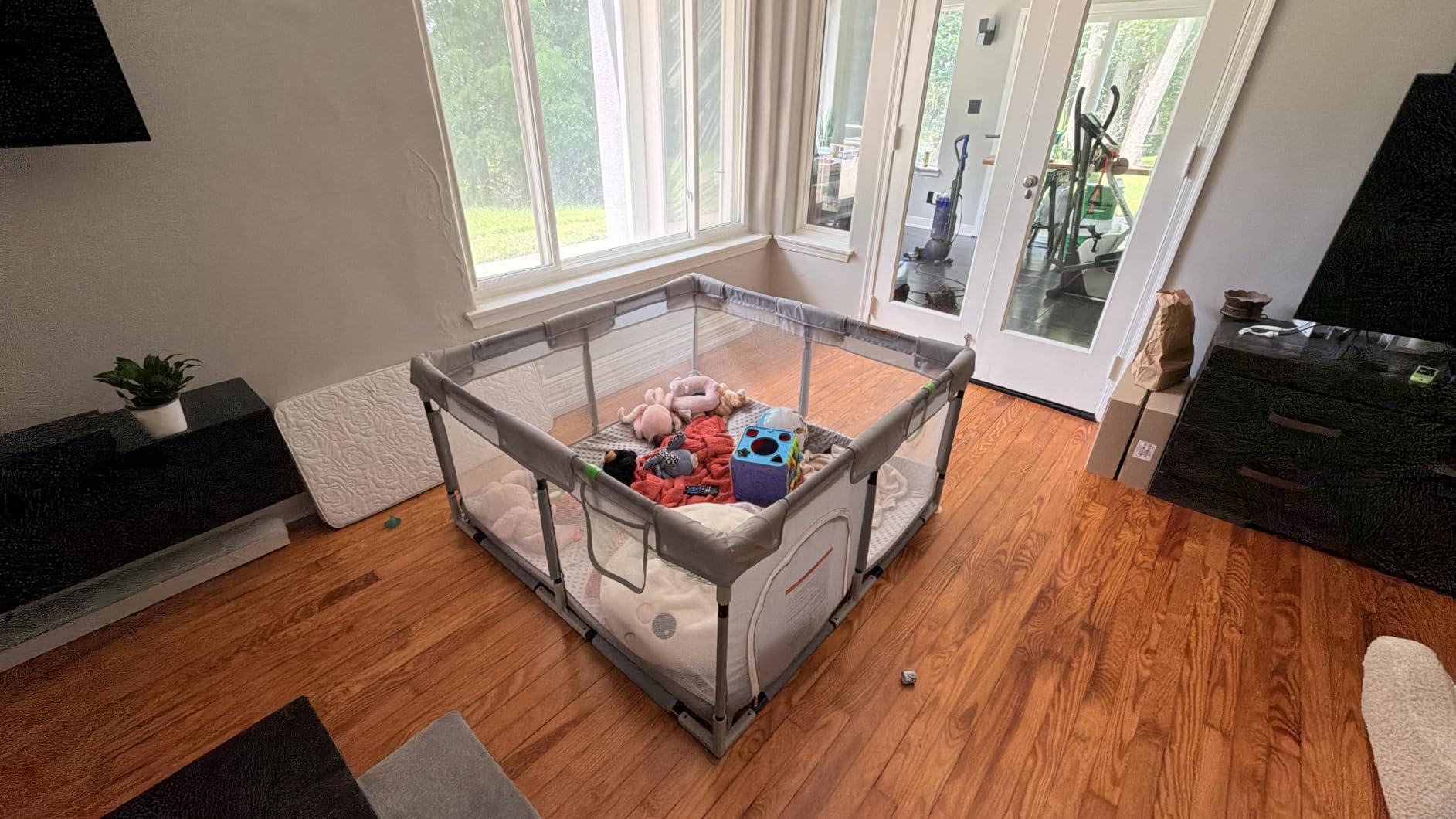 Fodoss Baby Playpen 47×47in, Small Play Pen for Babies and Toddlers, Playpen for Apartment, Play Yard, Activity Fence, Baby Playard with All-Side Mesh, Pull Rings customer photo 1