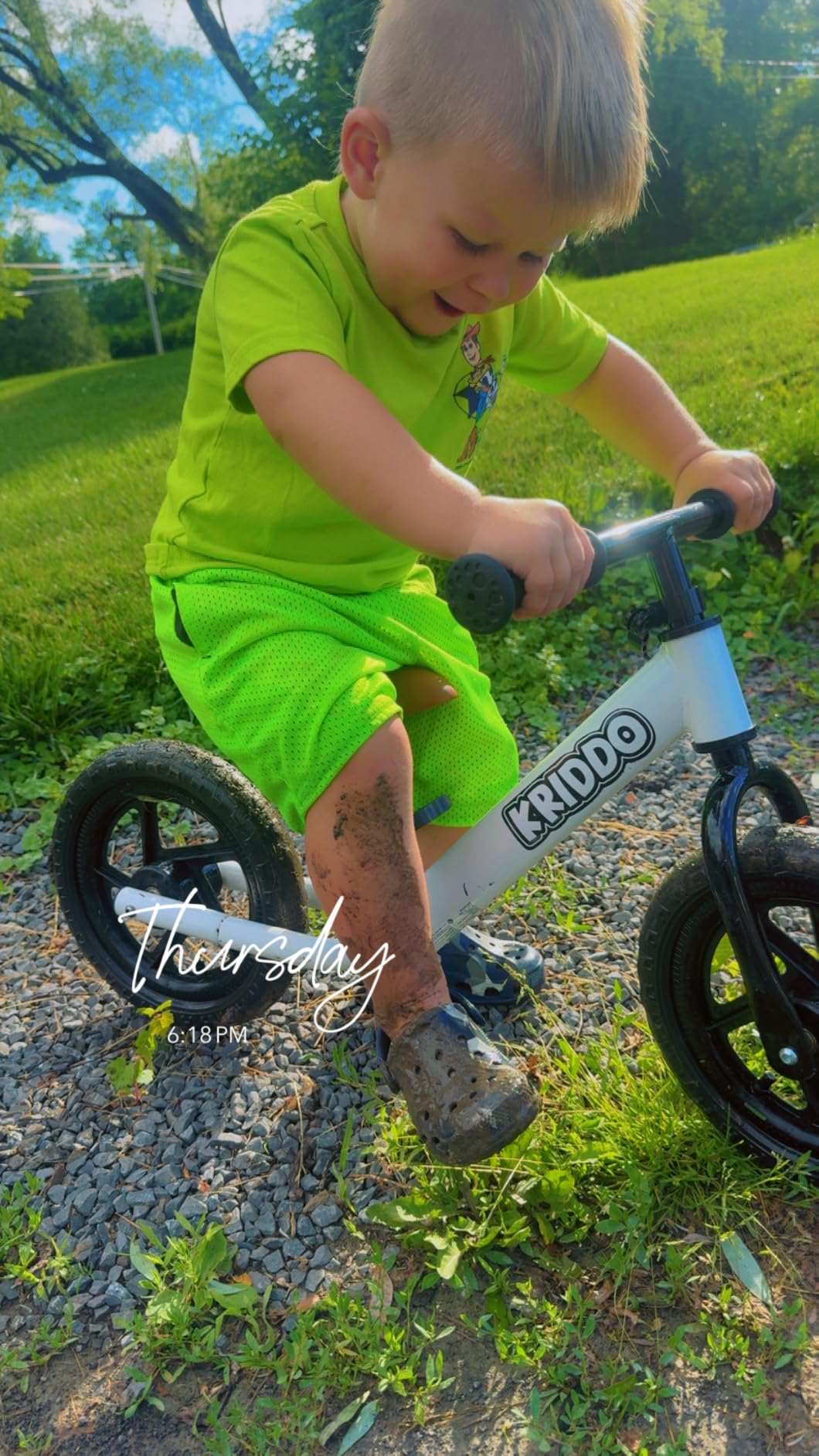 KRIDDO Balance Bike 2 Year Old, Tool-Free Adjustable Toddler Bike | Easy to Assemble, Personalized Plate with 3 Sticker Sets, White, 2 Year Old Boy Birthday Gift customer photo 1