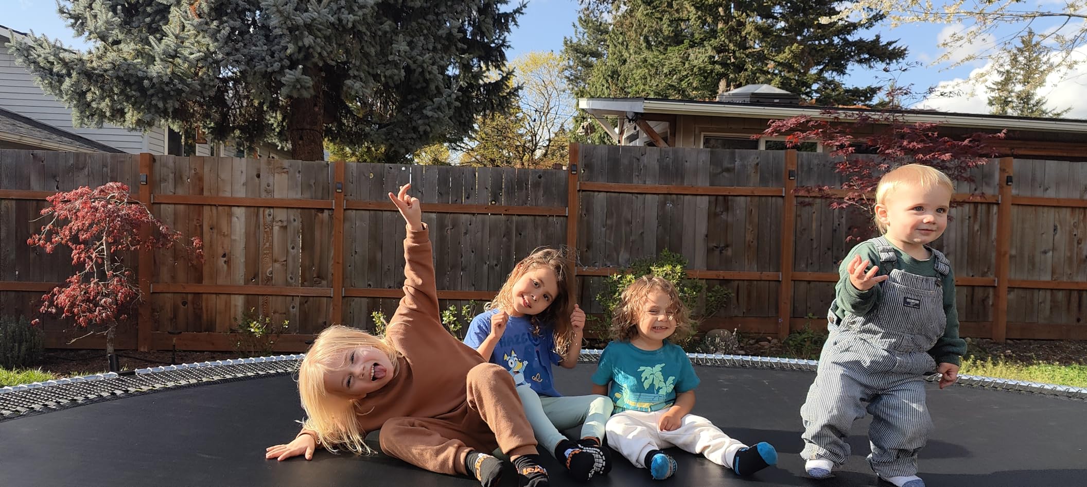 LeJump 10/12/14FT Springless Outdoor Trampoline, ASTM Approved Trampoline | springless design, more jumping space, trampoline basketball hoop, low noise jumping, premium safety net, smooth bounce customer photo 1