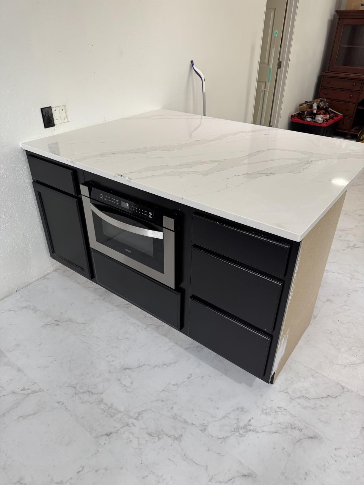 KoolMore 24 Inch Stainless-Steel Microwave Drawer with 1.2 cu. ft. Capacity, 1000W Power with 10 Custom Cooking Levels, Memory, and Timer Functions, Wall-Mounted with Flat Bottom (KM-MD-1SS) customer photo 1
