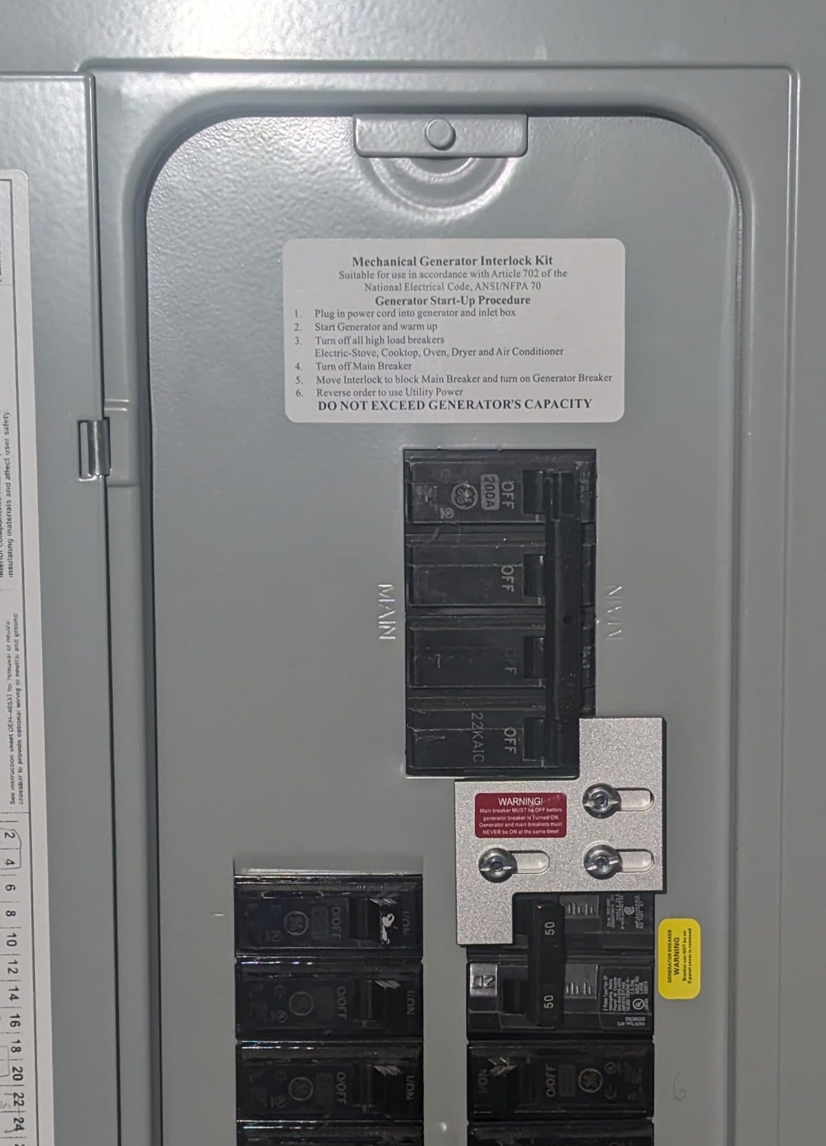 Generator Interlock Kit Compatible with General Electric GE 150 or 200 Amp, 1 1/4 Inch Spacing Between Main and Branch Breaker Panels customer photo 2