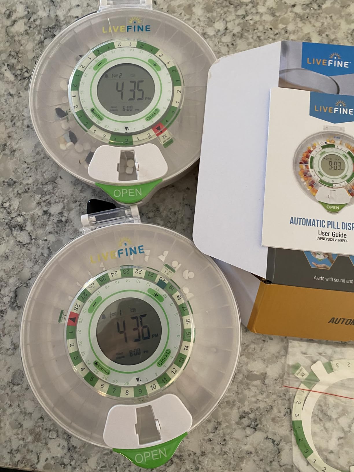 LiveFine 28-Day Automatic Pill Dispenser, 9 Dosage Rings, Clear Lid | Portable, battery-powered with a lockable key cover - built for seniors, arthritis sufferers, and caregivers. customer photo 1