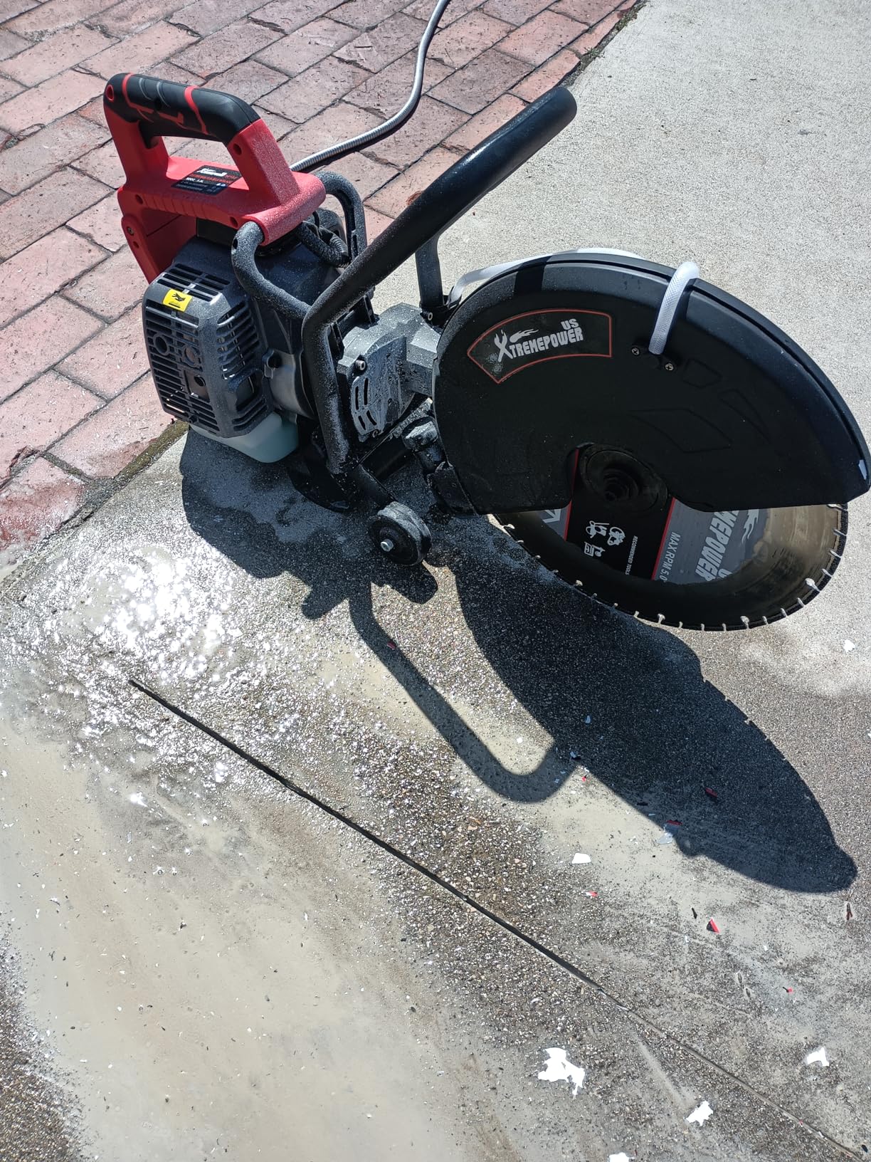 XtremepowerUS 16-Inch Gas Powered Concrete Cut-Off Saw, 52cc 2-Stroke Engine, 5-Inch Max Cut Depth, Guide Roller, Heavy-Duty Masonry Saw for Concrete, Asphalt, Brick, Stone and Metal customer photo 2