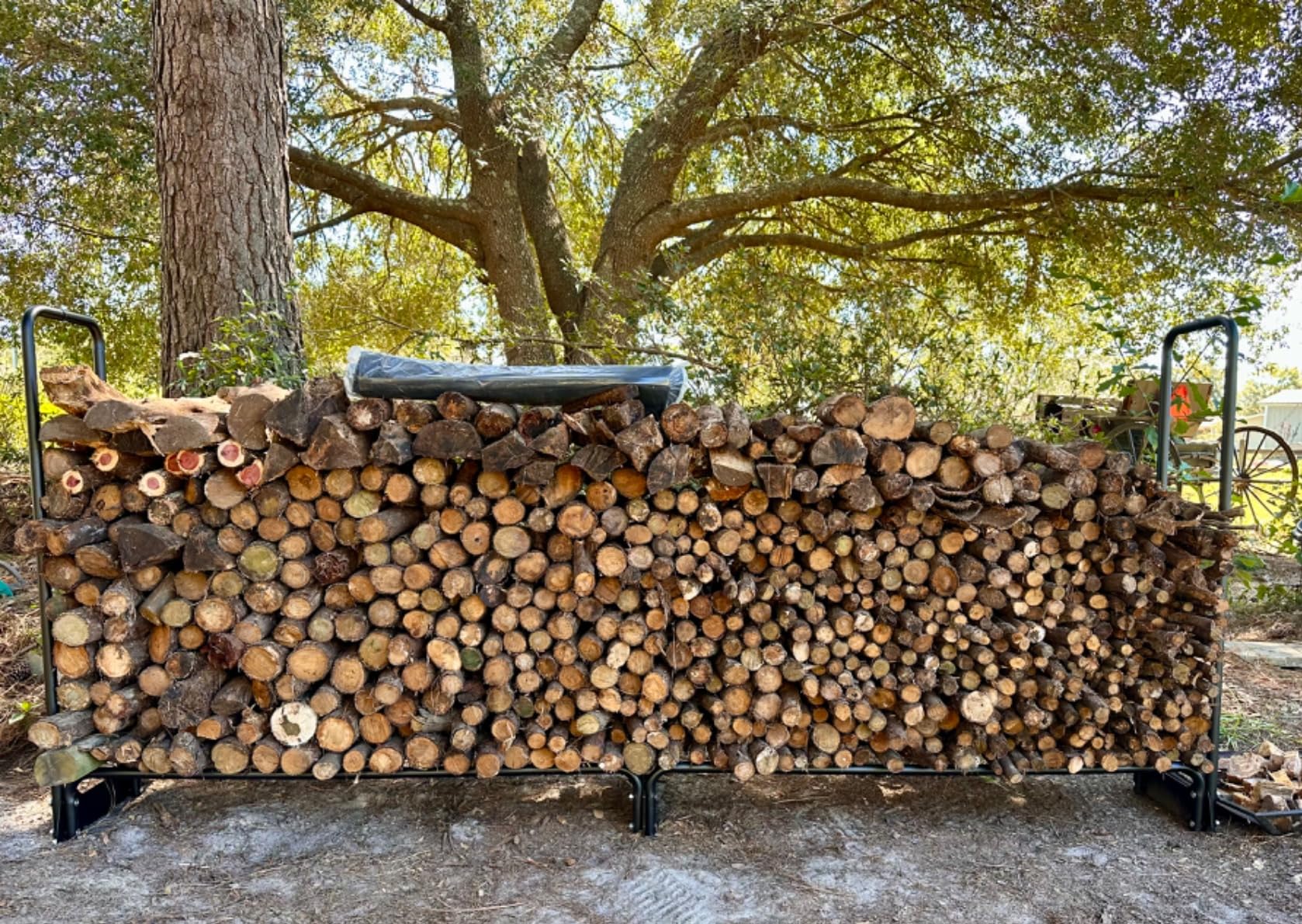 VEVOR 8.5FT Outdoor Firewood Rack with Cover, 102x14.2x46.1 in, Heavy Duty Firewood Holder & 600D Oxford Waterproof Cover for Fireplace, Patio, Indoor/Outdoor Log Storage Rack for 1/2 Cord of Firewood customer photo 1