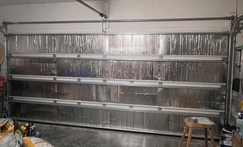 16P Garage Door Insulation Kit Panels 6MM 16x8FT for Double Garage Door, Pre-Cut Bubble Reflective Aluminum Foil Sheet customer photo 1