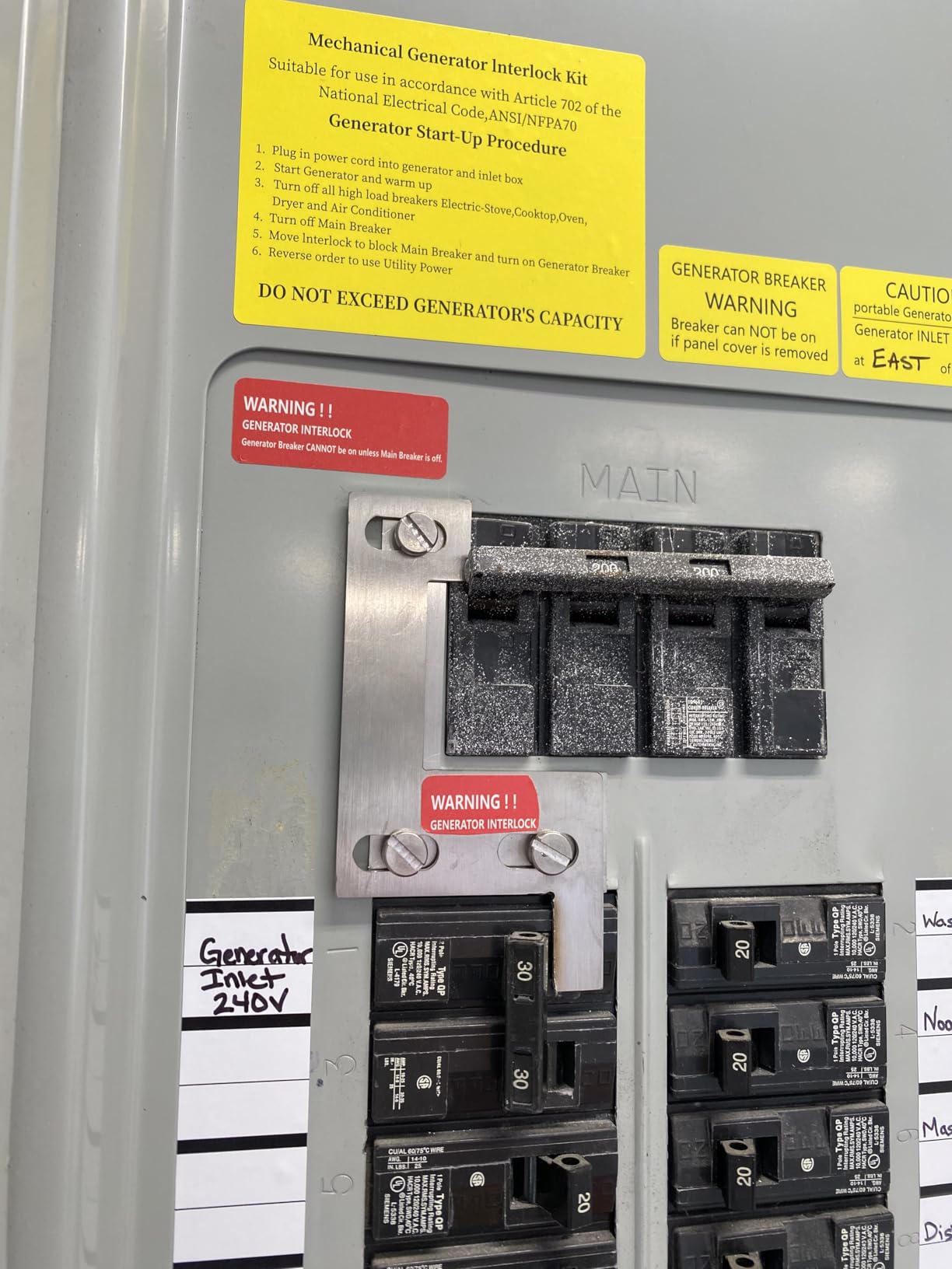 Generator Interlock Kit Compatible with Siemens, ITE, Gould Murray and Thomas and Betts 150 or 200 amp Panels, 1 1/4 Inch Spacing customer photo 1