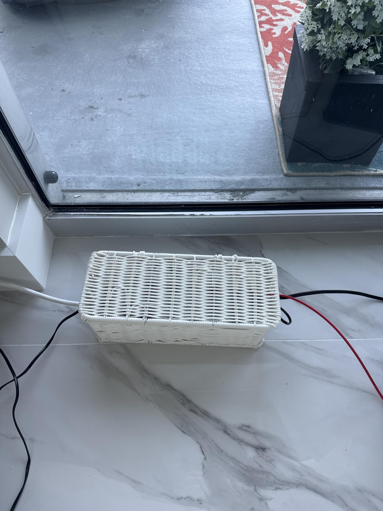 Cable Management Box, Handmade Rattan Cable Organizer with 2 Open Slots, Cord Hider for Power Strip, Router & USB Hub, Registered U.S. Design Patent (D1,112,102), 13