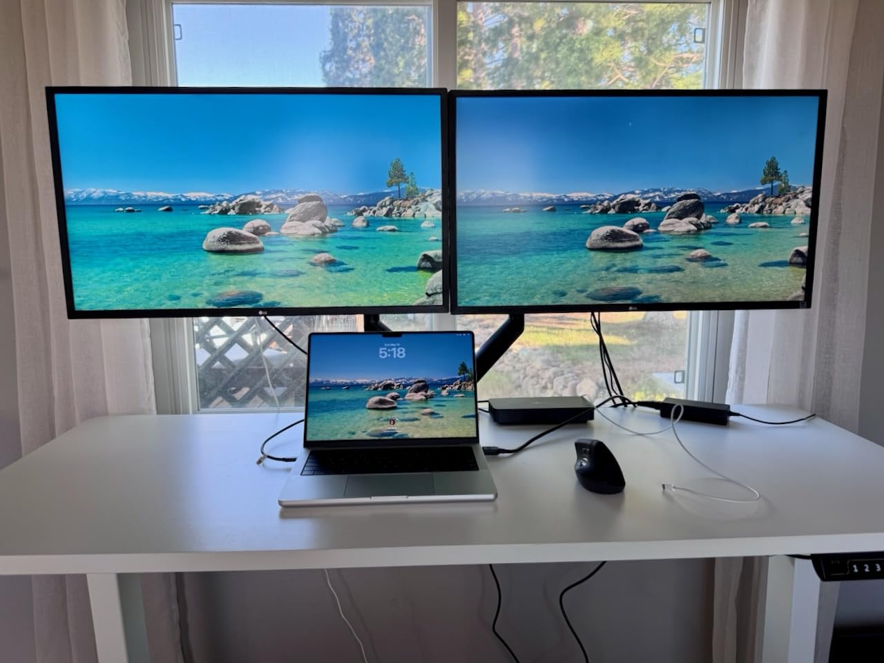HUANUO Dual Monitor Mount for 2 Monitors up to 32 inches, Each Arm Holds Max 22lbs, Dual Monitor Stand with Advanced System, Height-Adjustable/Tilt/Swivel/Rotate, VESA Standard 75mm or 100mm customer photo 1