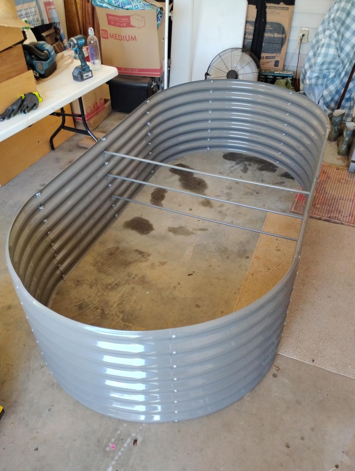 ANLEOLIFE 8x4x2ft Galvanized Raised Garden Bed Kit, Oval Metal Deep Root Planters for Outdoor Plants Vegetables Flowers Herb, Large Bottomless, 478 Gallon Capacity- Quartz Grey customer photo 1