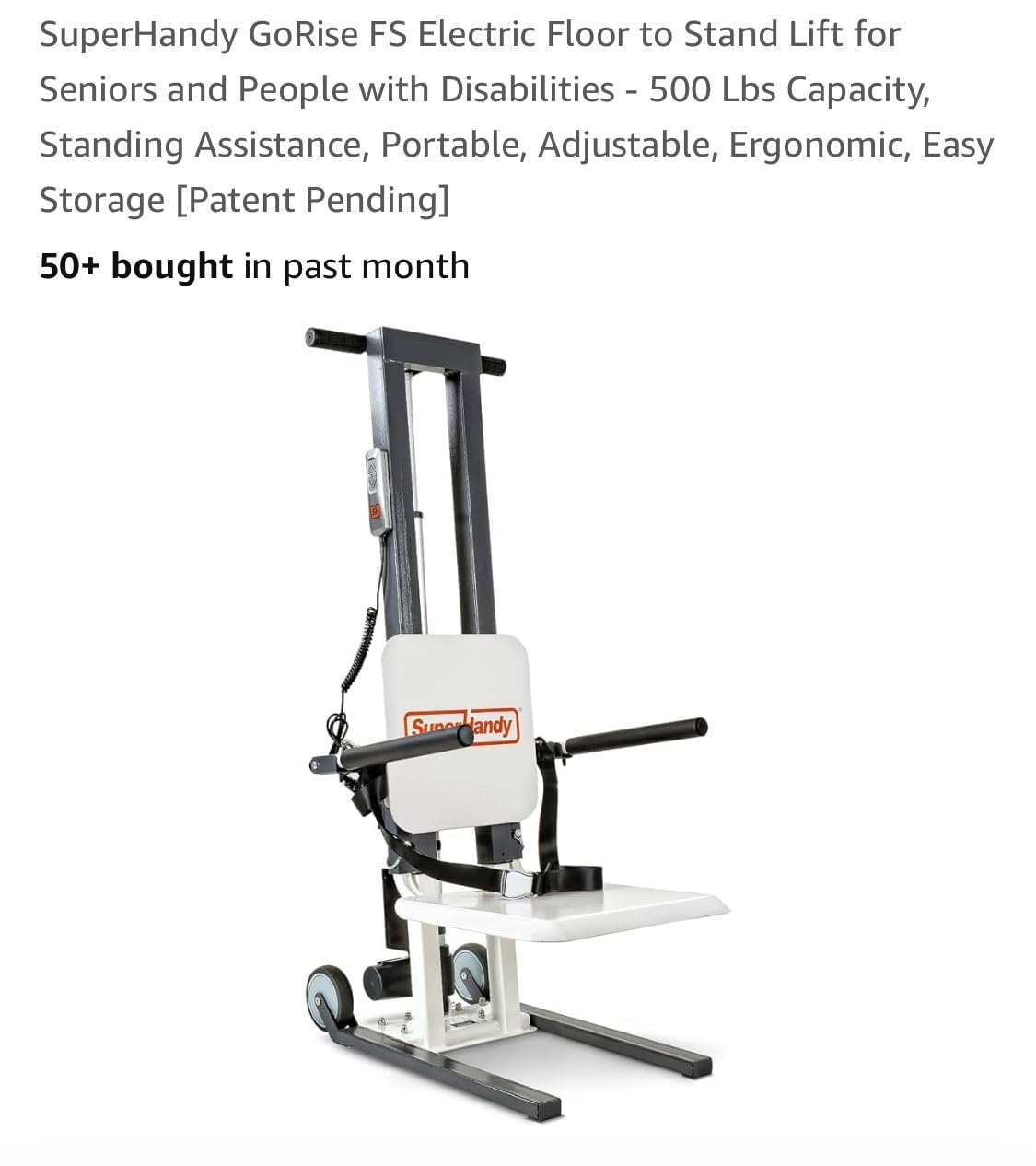 SuperHandy GoRise Electric Floor to Stand Lift - 500 Lbs Capacity, Standing Assistance, Portable, Adjustable, Ergonomic, Easy Storage, Patent Pending (FS (Floor Lift)) customer photo 2