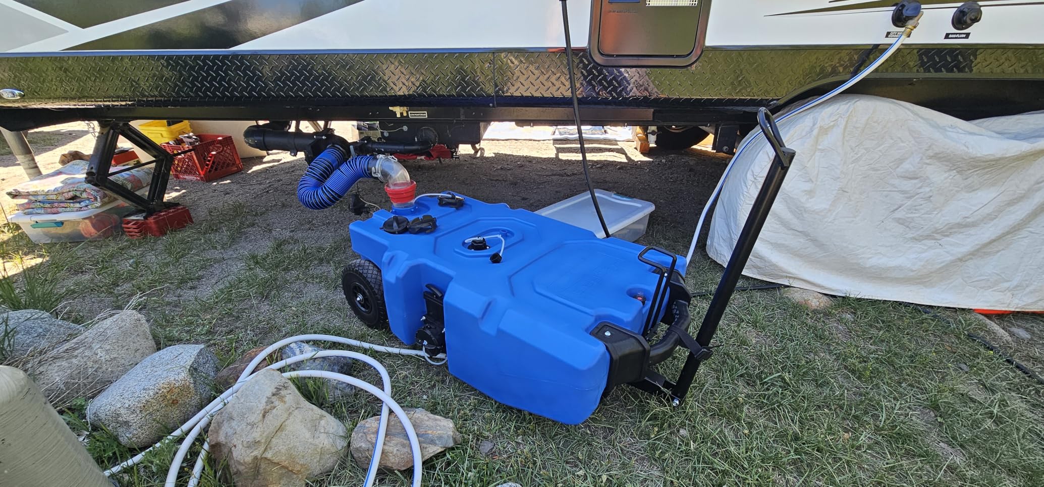 RecPro RV Portable Waste Tank | 36 Gallon | Blue | No-Flat Tires customer photo 2