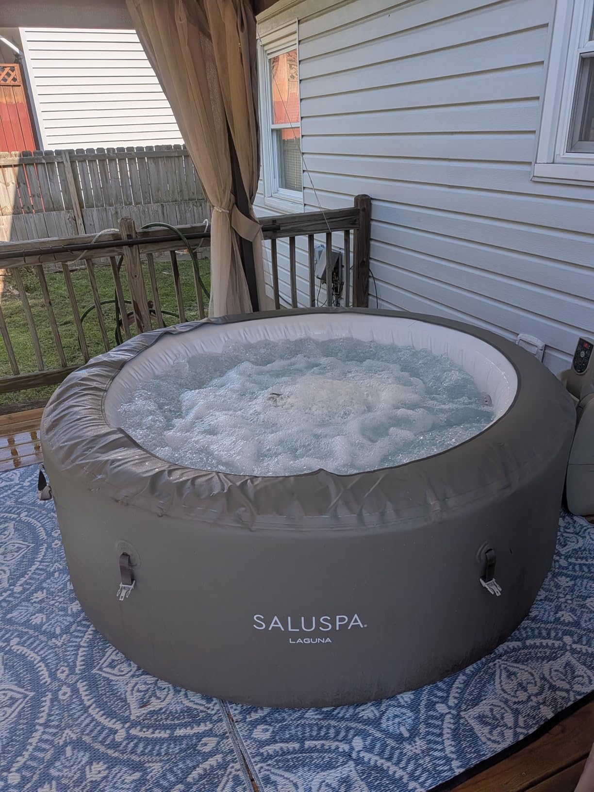 Inflatable Hot Tub Cover Round Replacement All Saluspa Intex Spa Covers | One Size Fits All Insulated Thermal Energy Saving Hot Tub Lid Round Replacement Used for Rain-Proof Snow-Proof spa cover customer photo 1